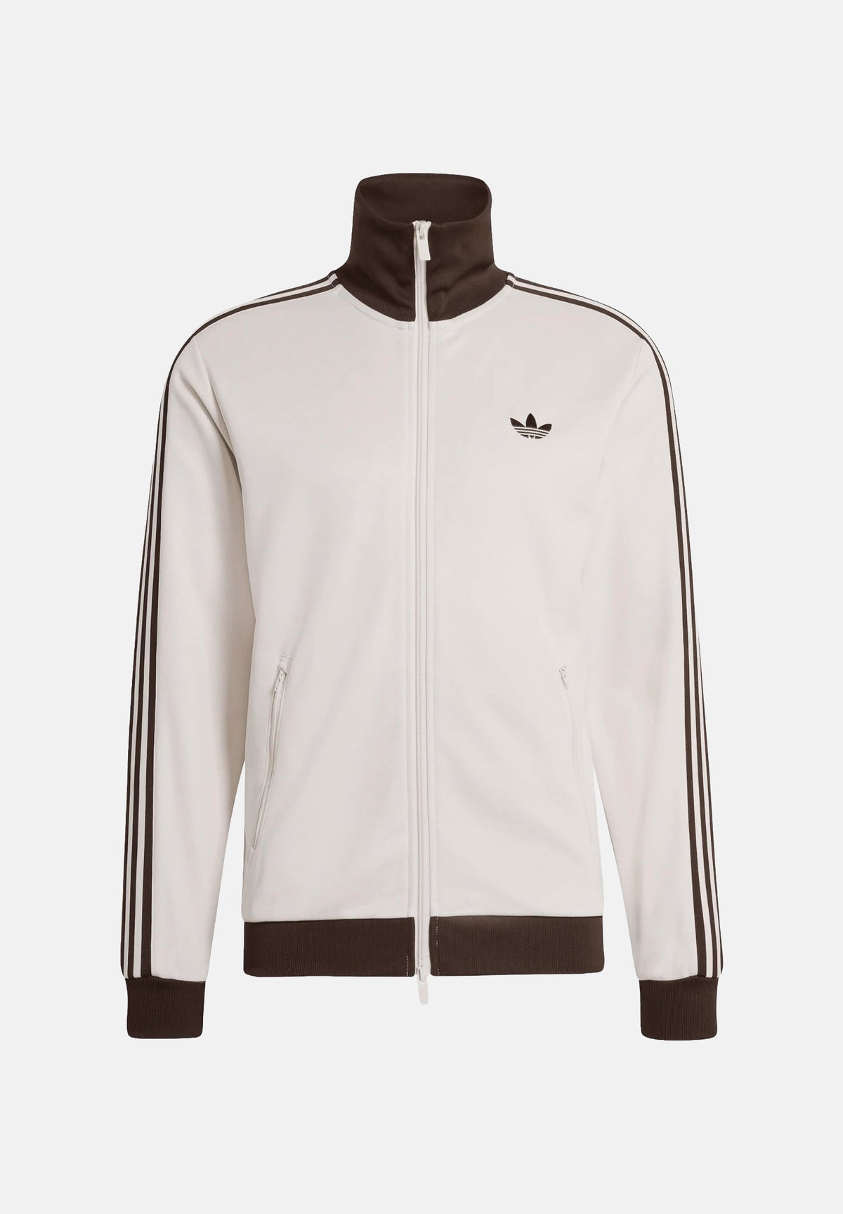 ADIDAS ORIGINALS Felpa con zip BECKENBAUER panna e marrone da uomo KQ9491 . ADIDAS ORIGINALS