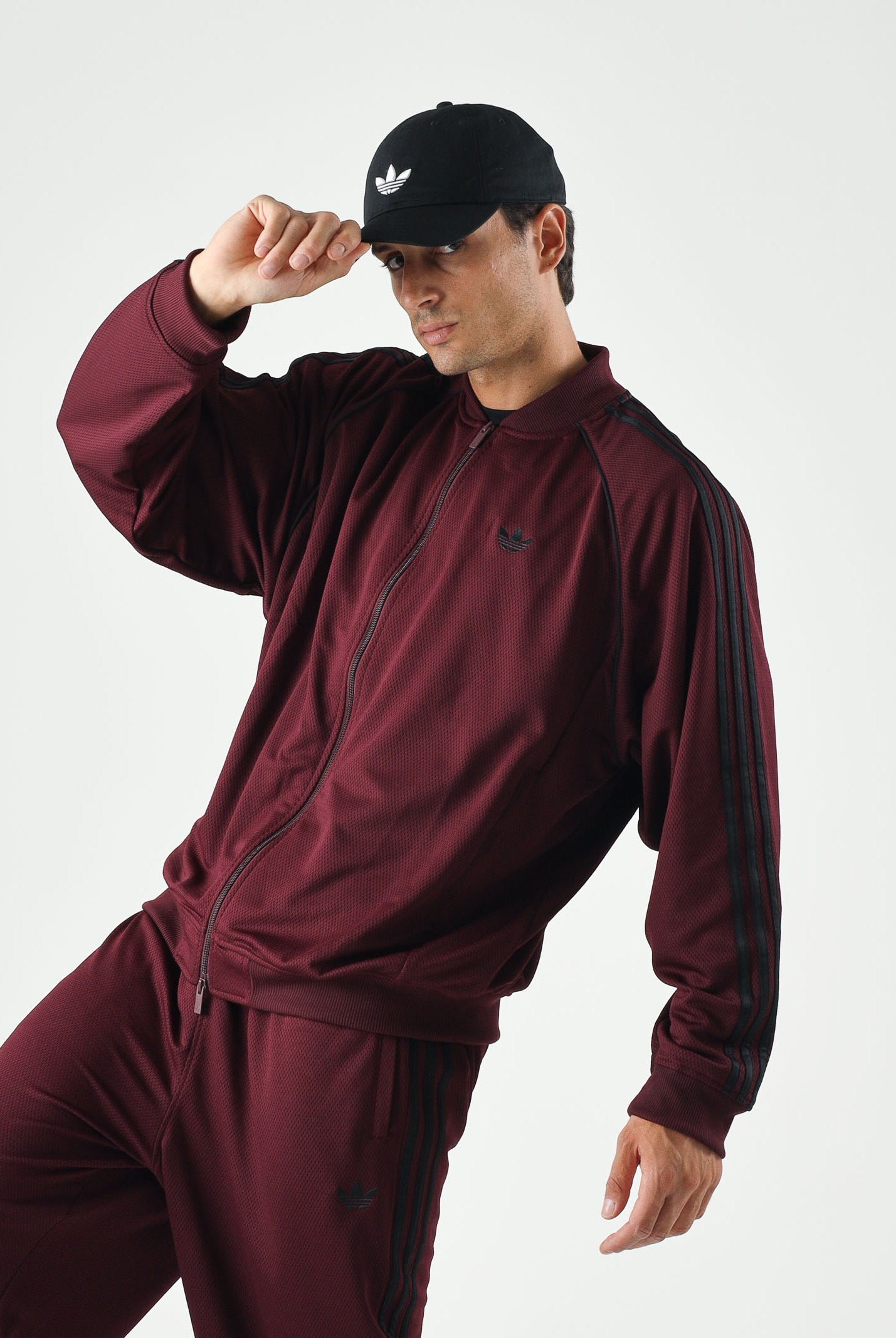 ADIDAS ORIGINALS Felpa ADICOLOR CLASSICS MESH marron bordeaux da uomo KR1372 . ADIDAS ORIGINALS