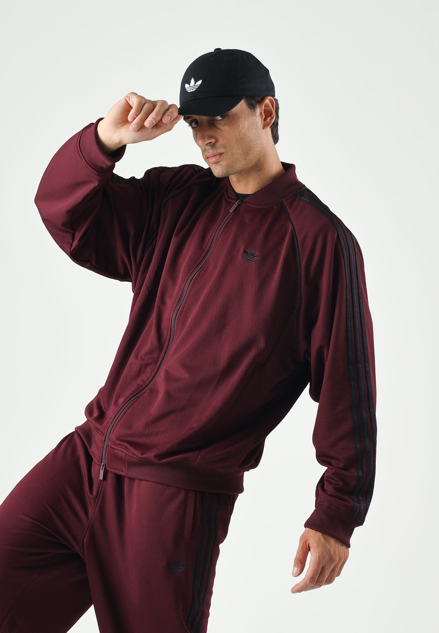 ADIDAS ORIGINALS Felpa ADICOLOR CLASSICS MESH marron bordeaux da uomo KR1372 . ADIDAS ORIGINALS