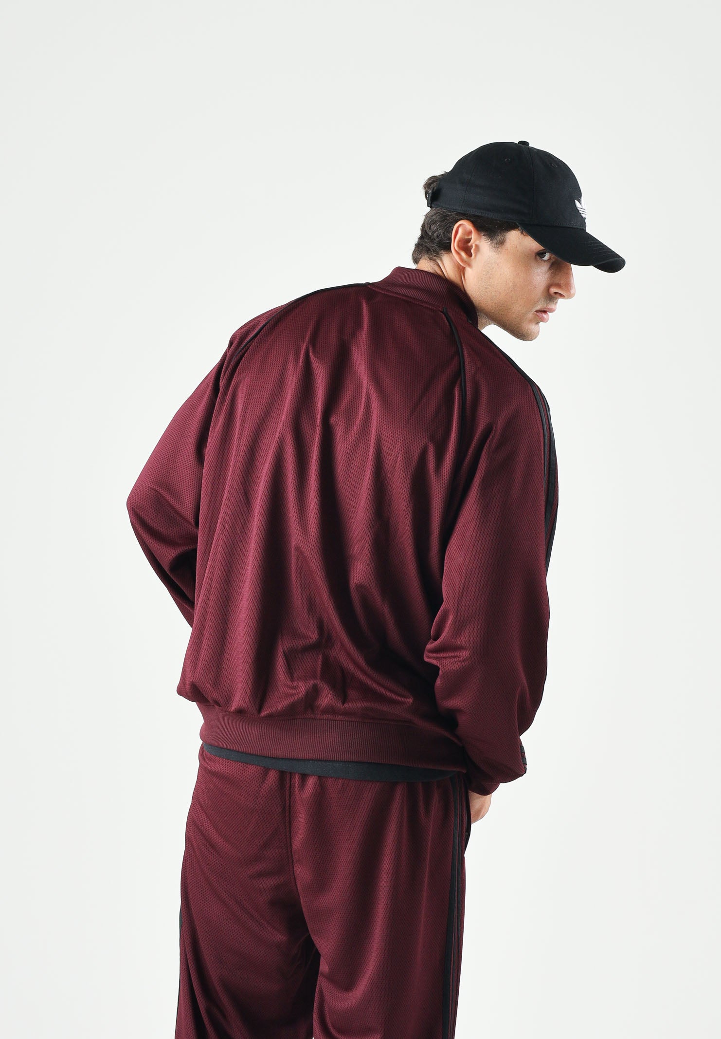 ADIDAS ORIGINALS Felpa ADICOLOR CLASSICS MESH marron bordeaux da uomo KR1372 . ADIDAS ORIGINALS