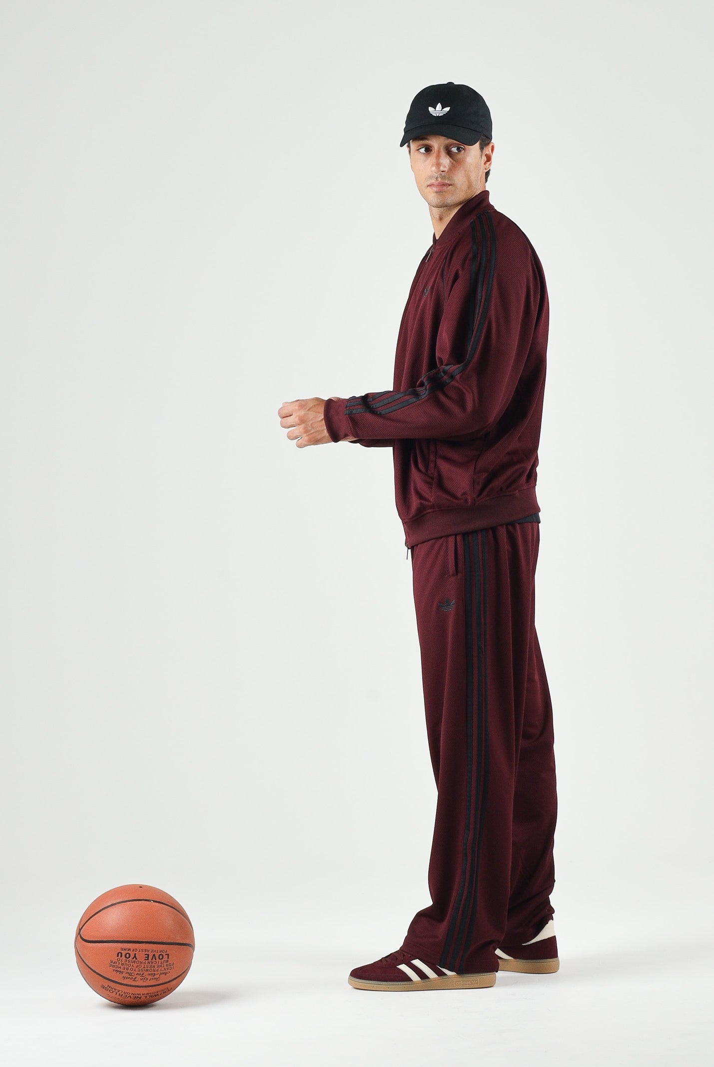 ADIDAS ORIGINALS pantaloni sportivi Pantalone Jogger A Bande Mesh TP maroon bordeaux da uomo. KR1396 . ADIDAS ORIGINALS