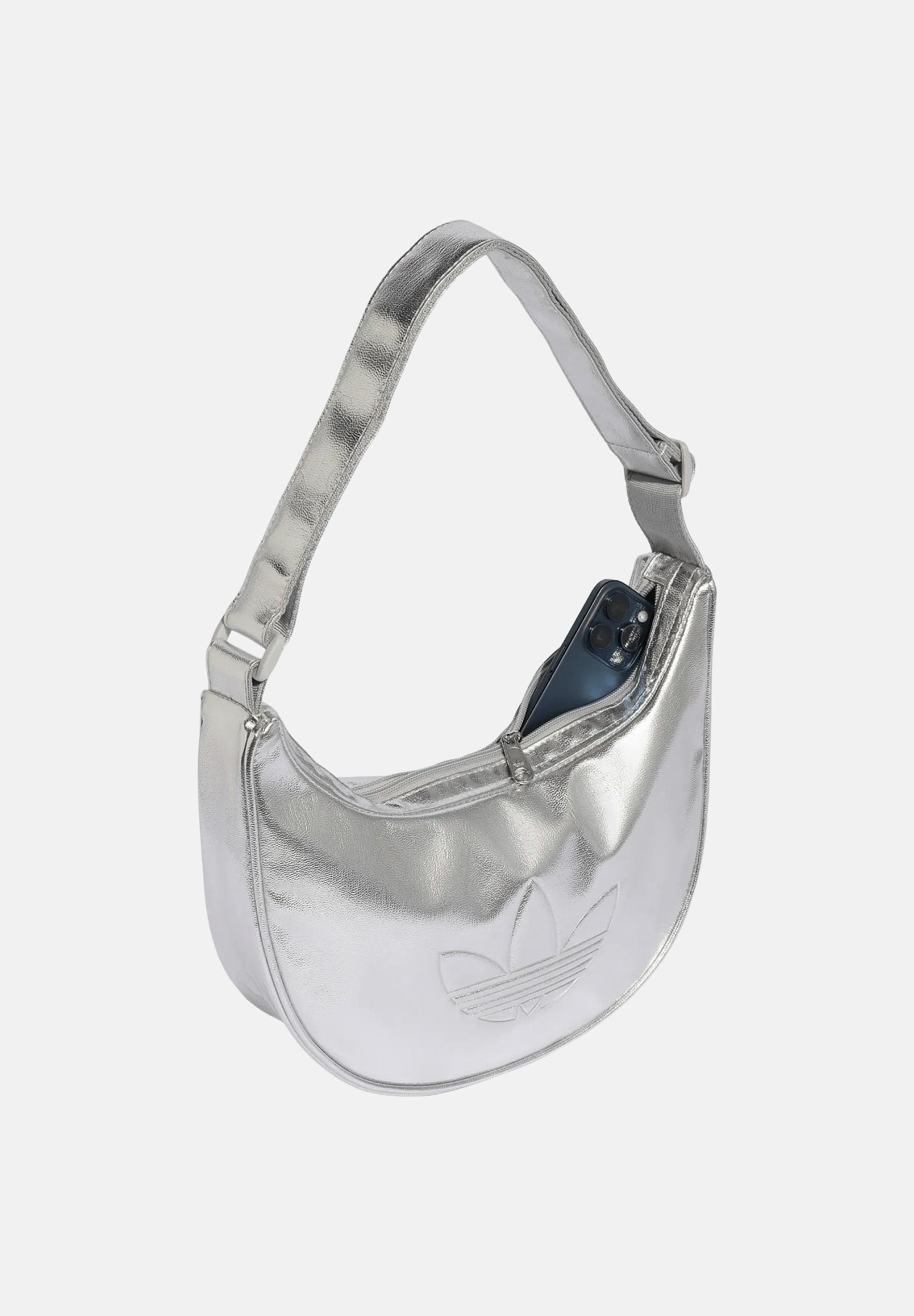 ADIDAS ORIGINALS borsa a spalla Adicolor Half Crescent Bag Metallic PU silver metallic argento da donna. KR1562 . ADIDAS ORIGINALS
