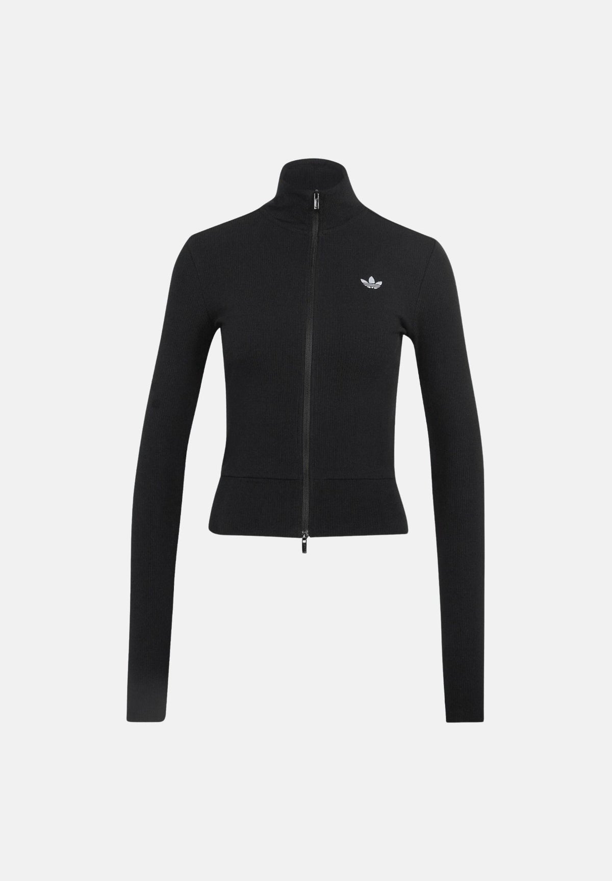 ADIDAS ORIGINALS Felpa con zip nera da donna con colletto alto e mini logo iconico KR3598 . ADIDAS ORIGINALS