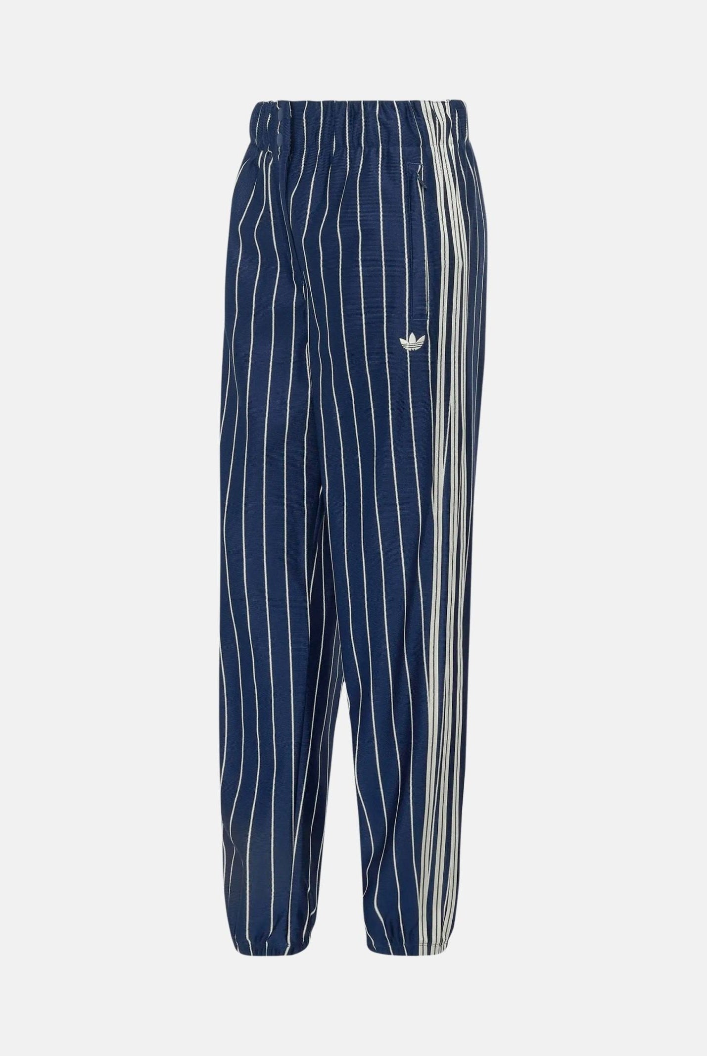ADIDAS ORIGINALS Pantaloni PINSTRIPE FIREBIRD indigo blu da donna con motivo gessato e dettagli a contrasto. KR7037 . ADIDAS ORIGINALS