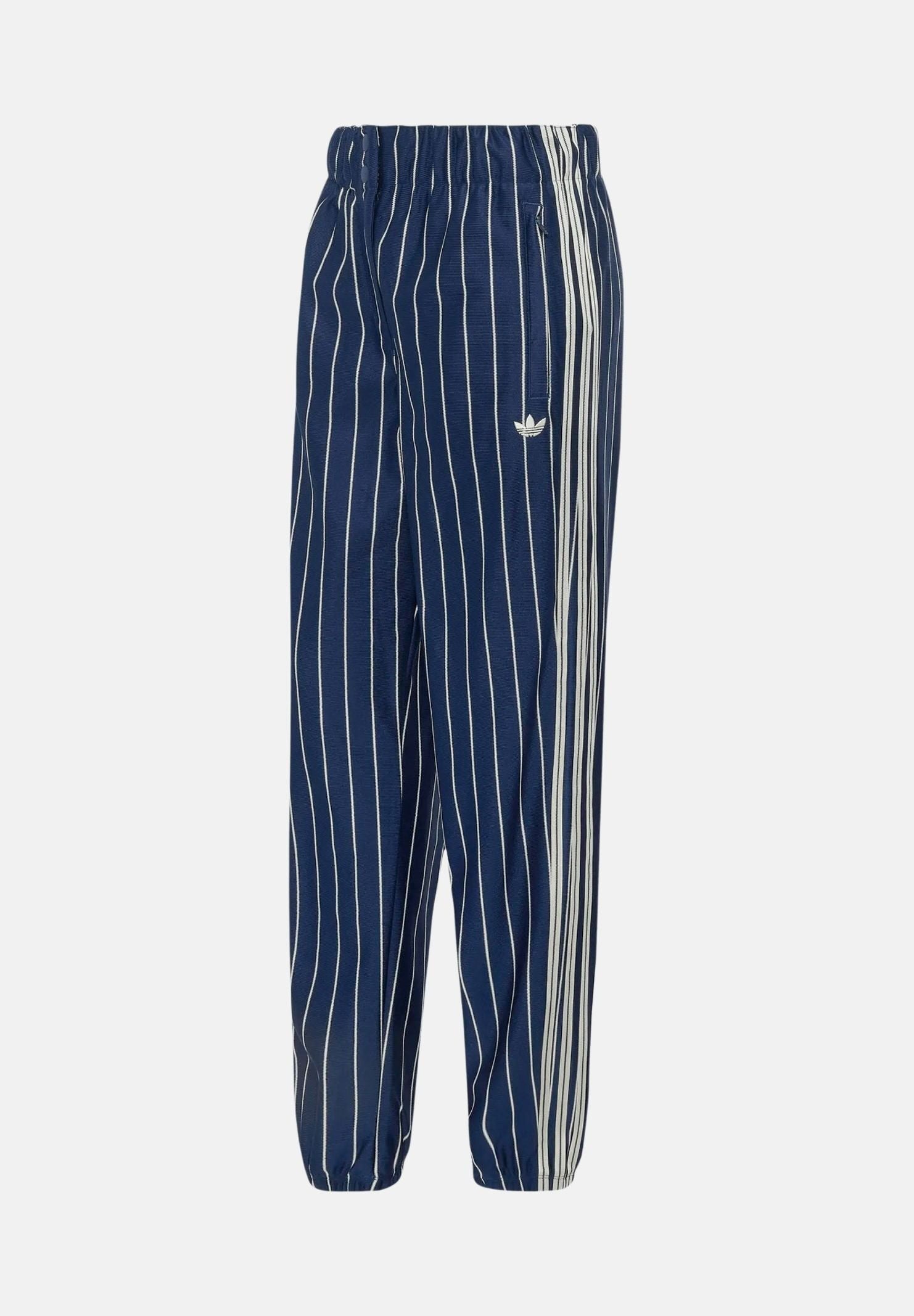 ADIDAS ORIGINALS Pantaloni PINSTRIPE FIREBIRD indigo blu da donna con motivo gessato e dettagli a contrasto. KR7037 . ADIDAS ORIGINALS