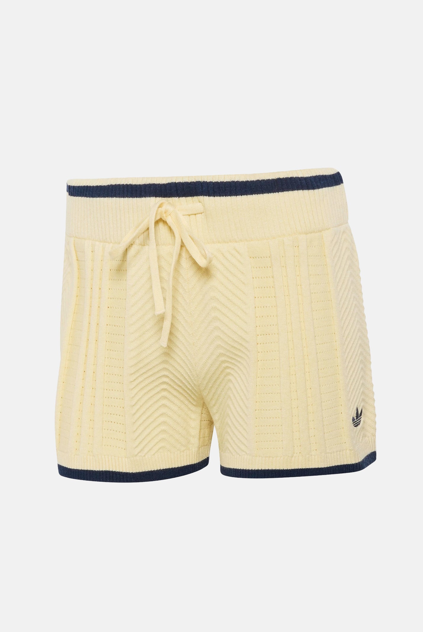 ADIDAS ORIGINALS Shorts CABBLE KNIT warm vanilla, giallo-chiaro da donna con lavorazione a trecce <BR/> KR7052 . ADIDAS ORIGINALS
