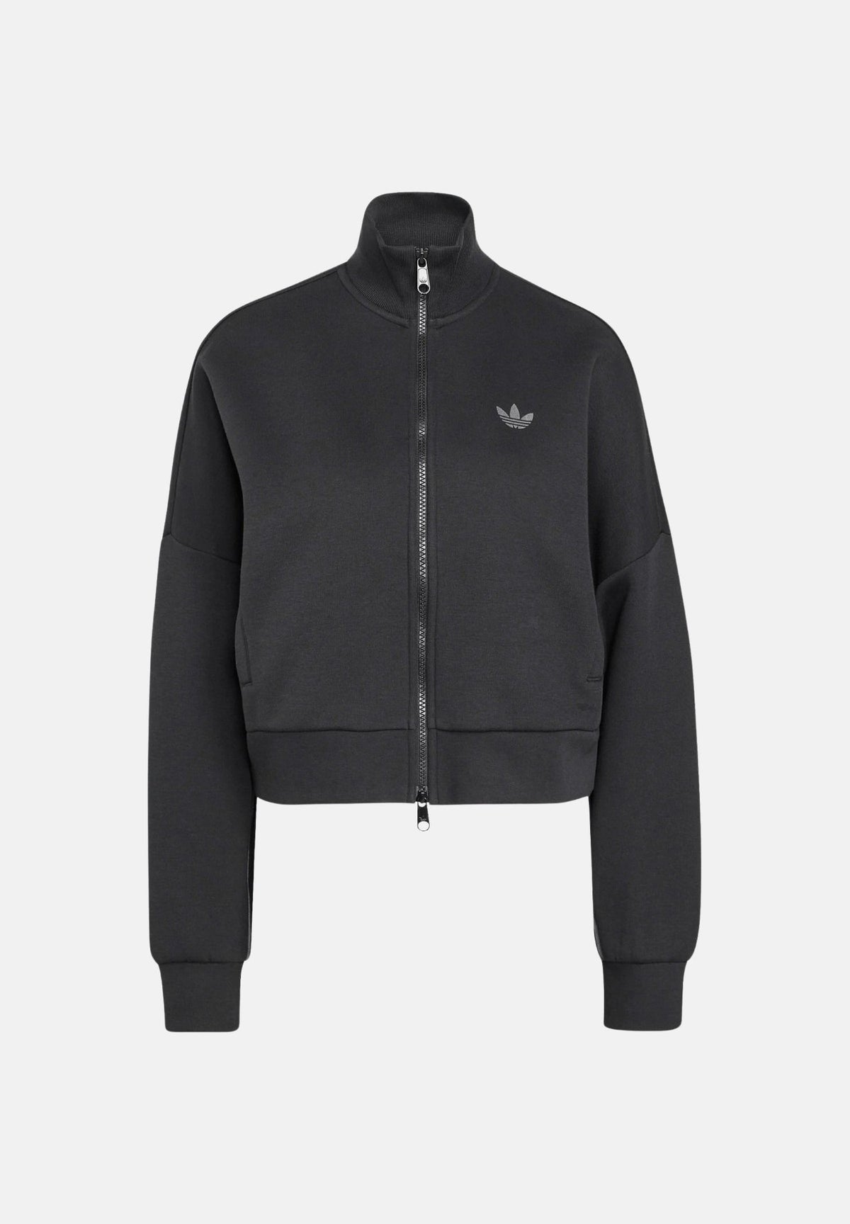 ADIDAS ORIGINALS Felpa con zip SPACER TRACKTOP nera da donna con dettagli riflettenti. KR9149 . ADIDAS ORIGINALS