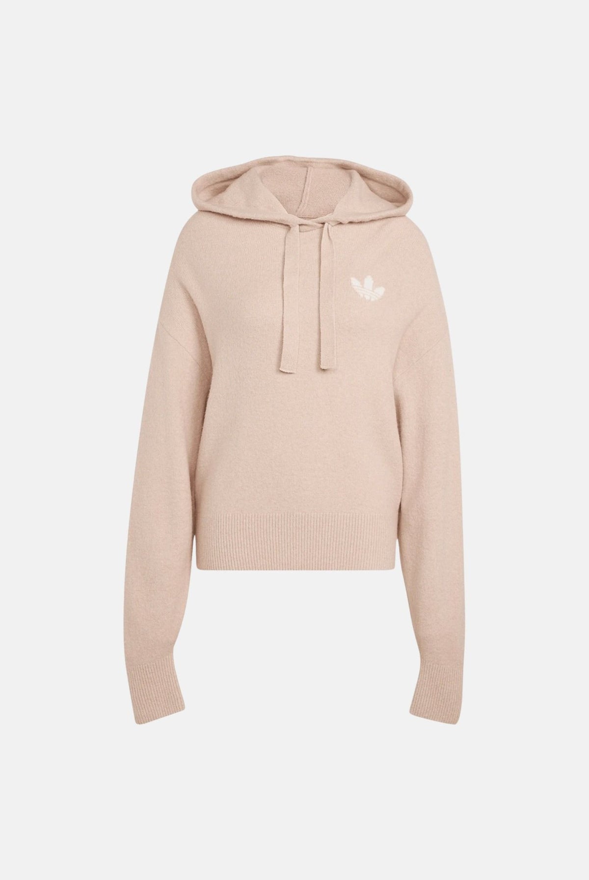 ADIDAS ORIGINALS Maglione con cappuccio ESSENTIALS KNIT HOODIE rosa da donna con mini logo iconico KR9159 . ADIDAS ORIGINALS