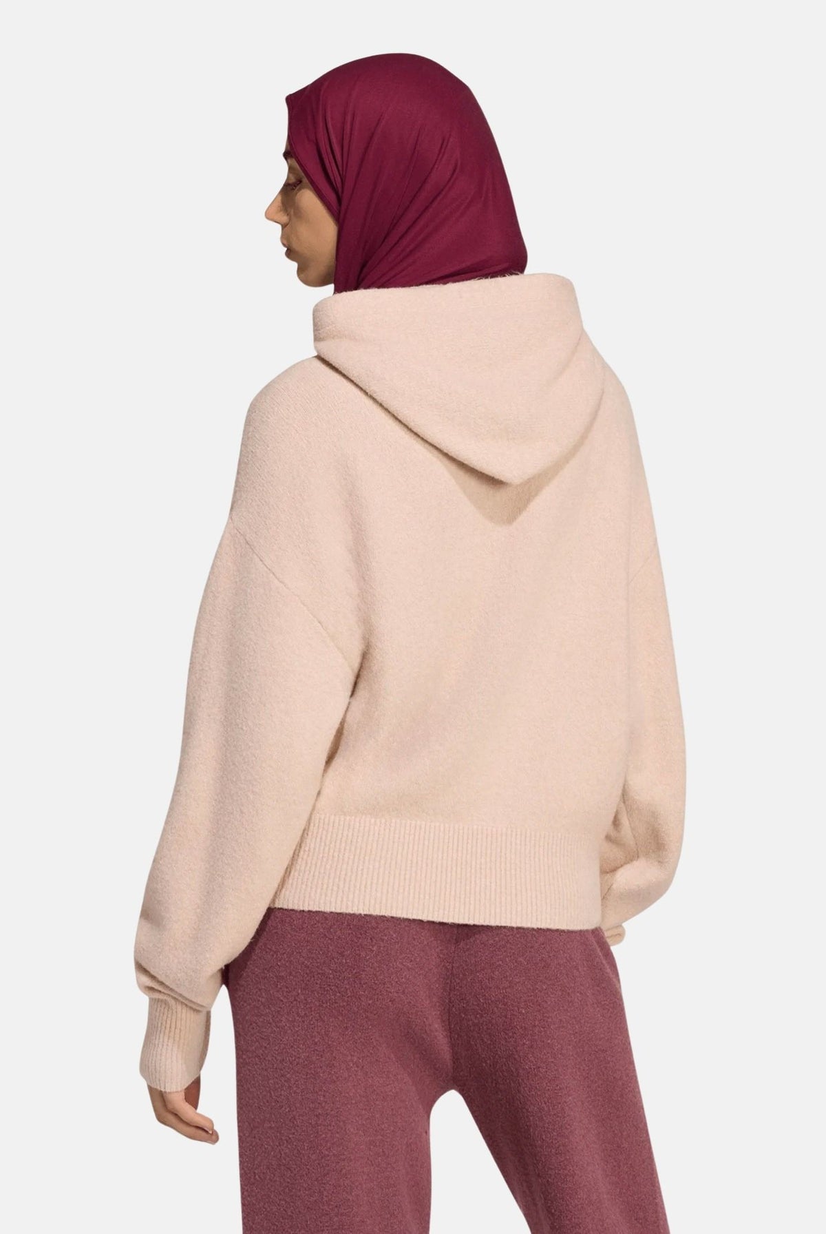 ADIDAS ORIGINALS Maglione con cappuccio ESSENTIALS KNIT HOODIE rosa da donna con mini logo iconico KR9159 . ADIDAS ORIGINALS