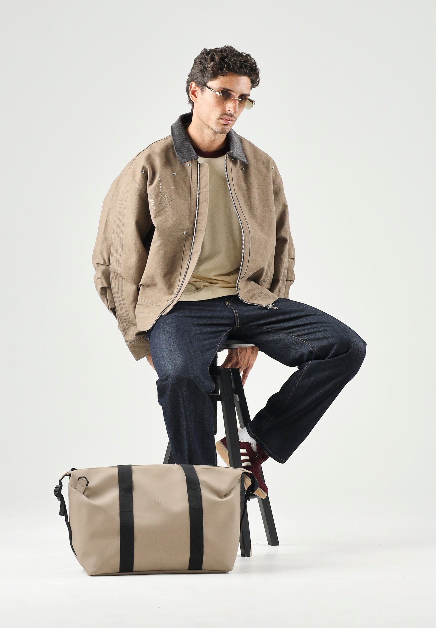 ADIDAS ORIGINALS Bomber giubbotto di jeans PREMIUM ESSENTIALS beige per uomo e donna KR9657 . ADIDAS ORIGINALS