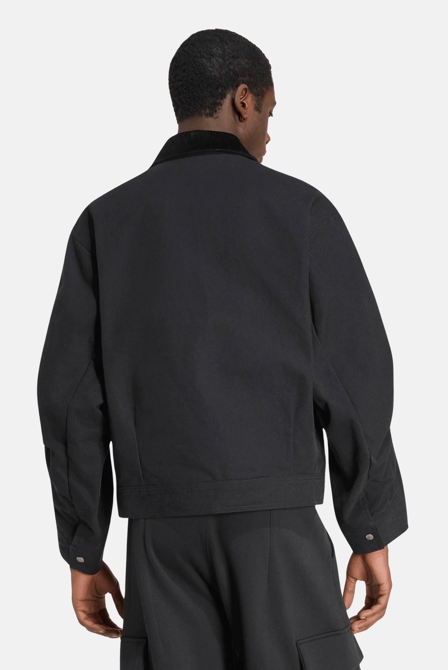 ADIDAS ORIGINALS Giubbotto PREMIUM ESSENTIALS bomber nero da uomo con logo trefoi ricamato KS1615 . ADIDAS ORIGINALS
