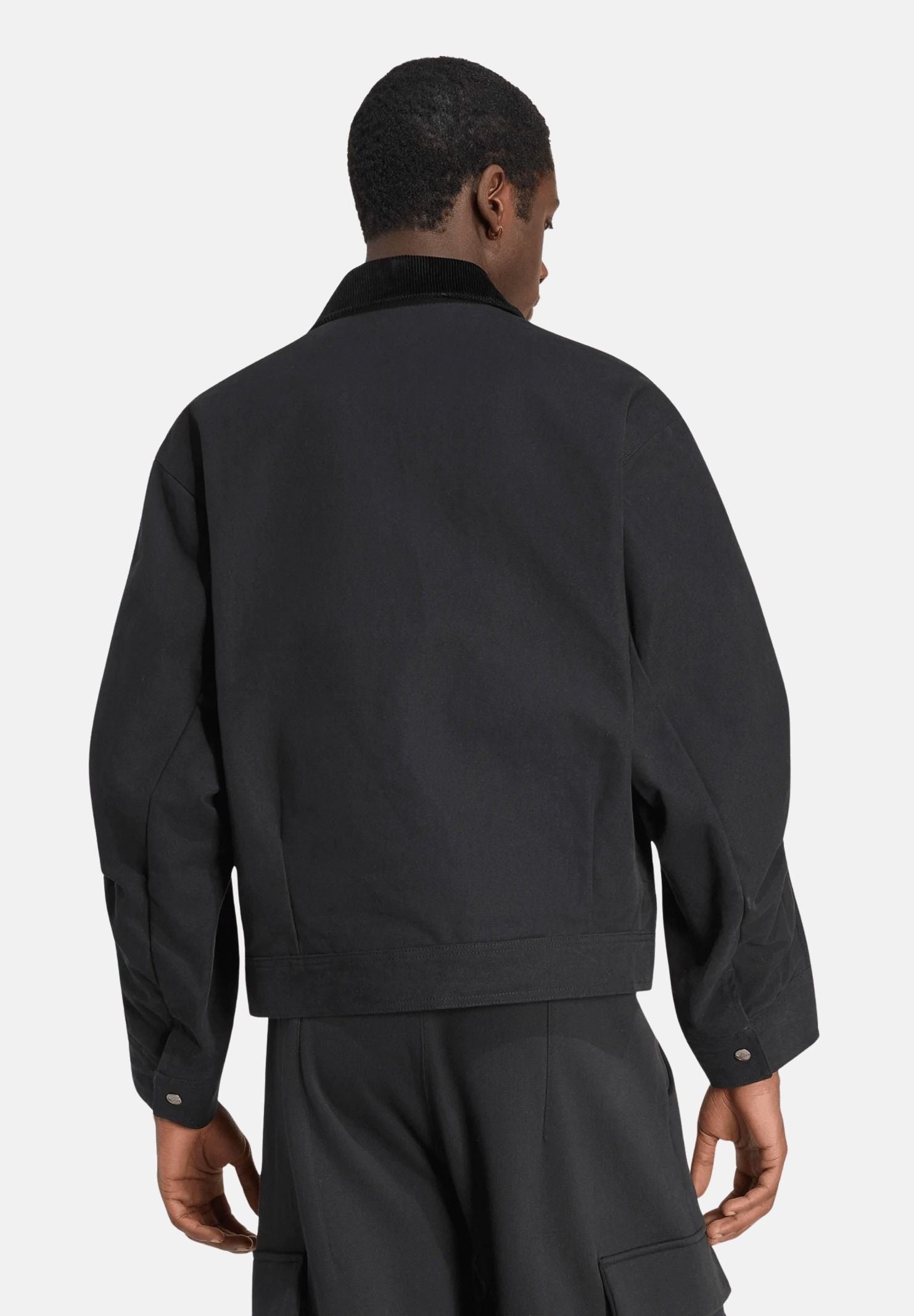 ADIDAS ORIGINALS Giubbotto PREMIUM ESSENTIALS bomber nero da uomo con logo trefoi ricamato KS1615 . ADIDAS ORIGINALS