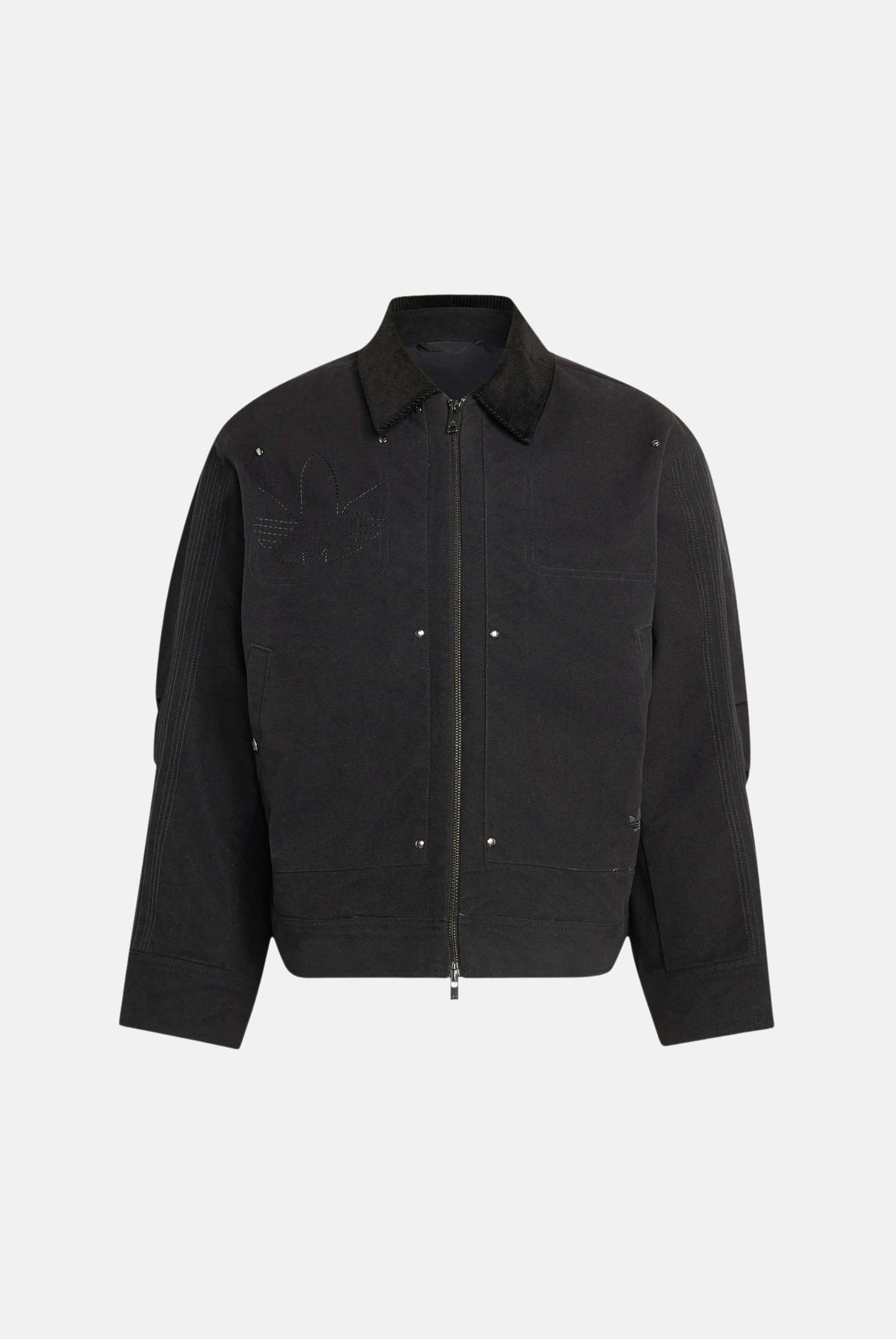 ADIDAS ORIGINALS Giubbotto PREMIUM ESSENTIALS bomber nero da uomo con logo trefoi ricamato KS1615 . ADIDAS ORIGINALS