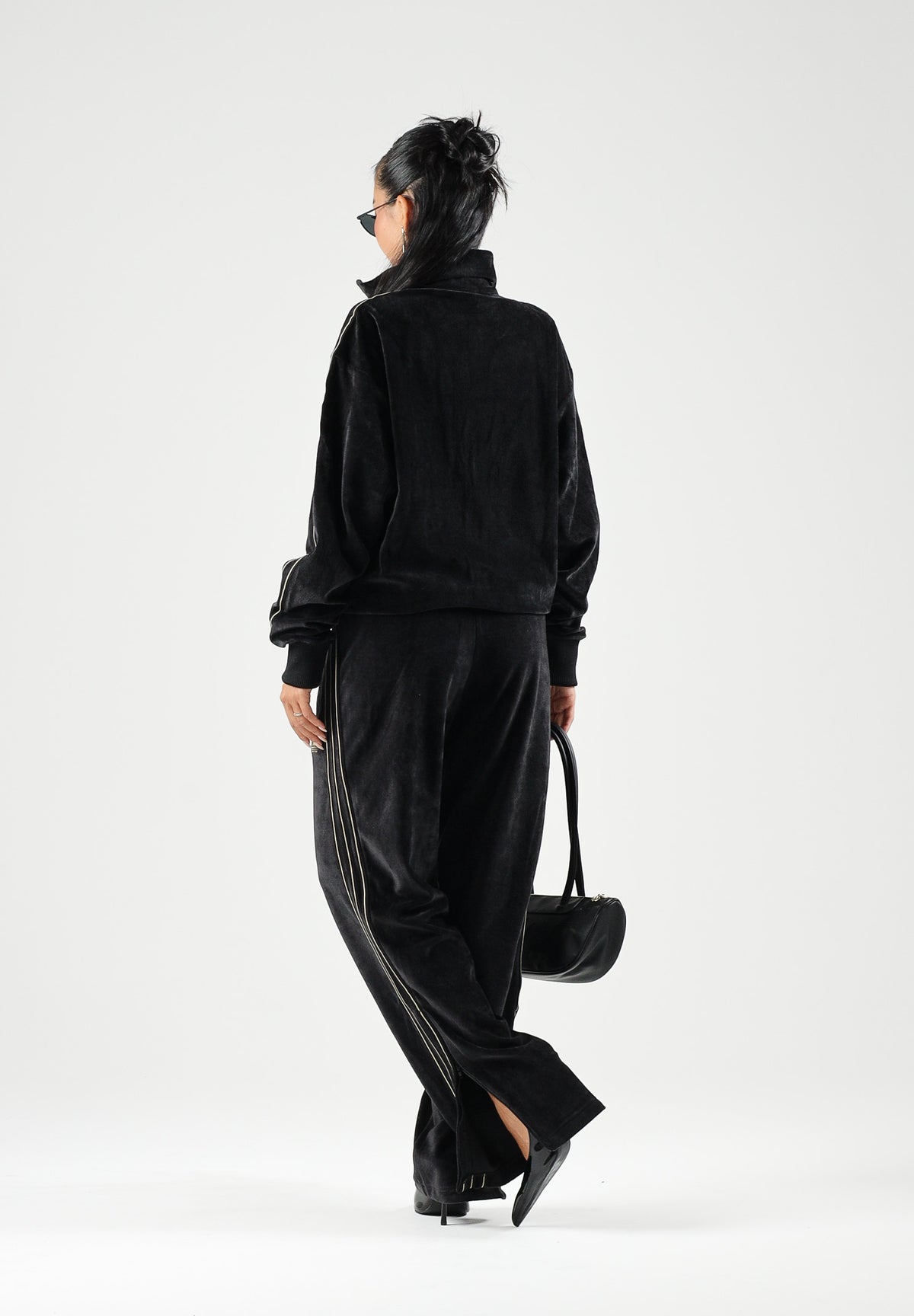 ADIDAS ORIGINALS Felpa con zip FIREBIRD VELOUR nero per uomo e donna con mini logo KS4094 . ADIDAS ORIGINALS