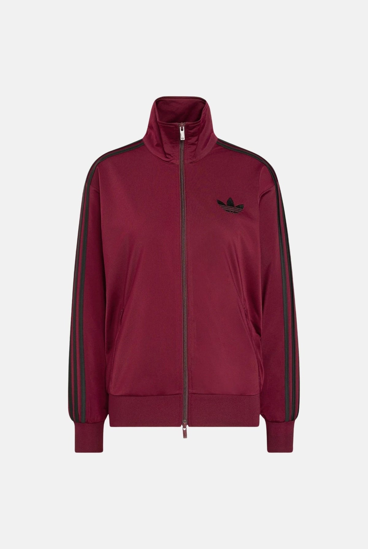 ADIDAS ORIGINALS Felpa con zip maroon-bordeaux per donna con iconiche bande a contrasto. KS4678 . ADIDAS ORIGINALS