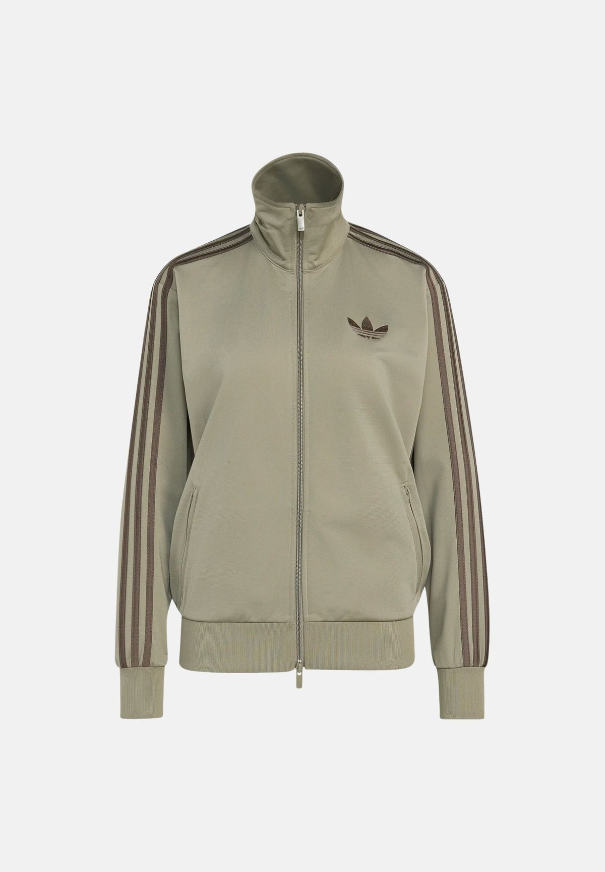 ADIDAS ORIGINALS Felpa con zip FIREBIRD marrone chiaro per uomo e donna con colletto alto e bande laterali coordinate. KS4679 . ADIDAS ORIGINALS