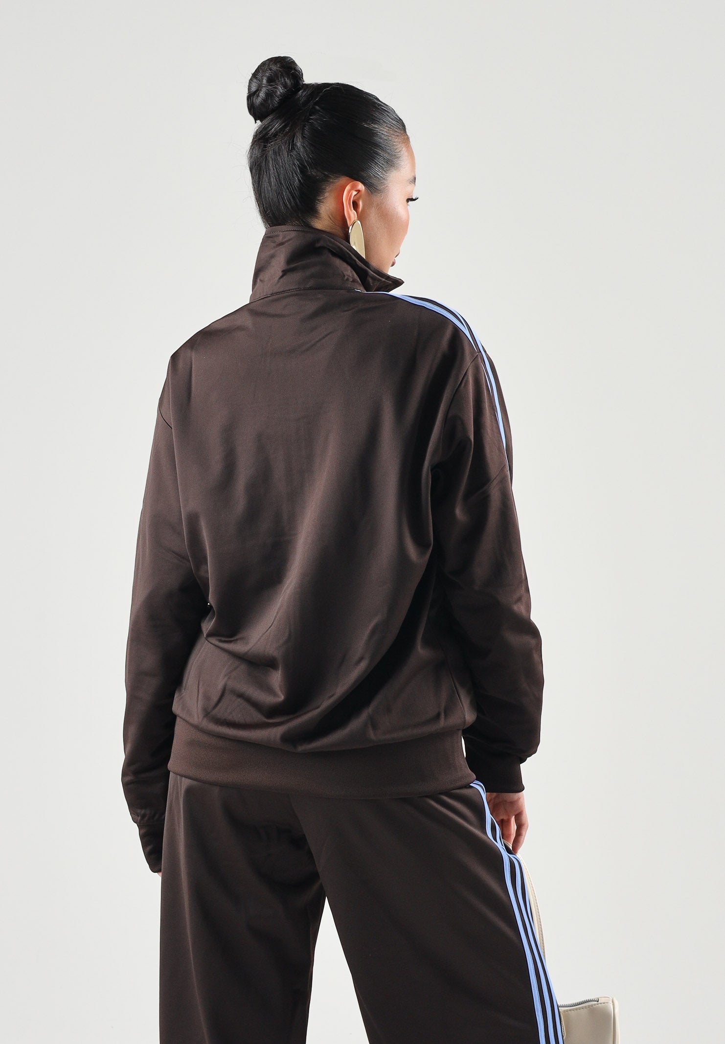ADIDAS ORIGINALS Felpa con zip FIREBIRD LOOSE Aurora Coffee-marrone da donna con 3-stripes KS4680 . ADIDAS ORIGINALS