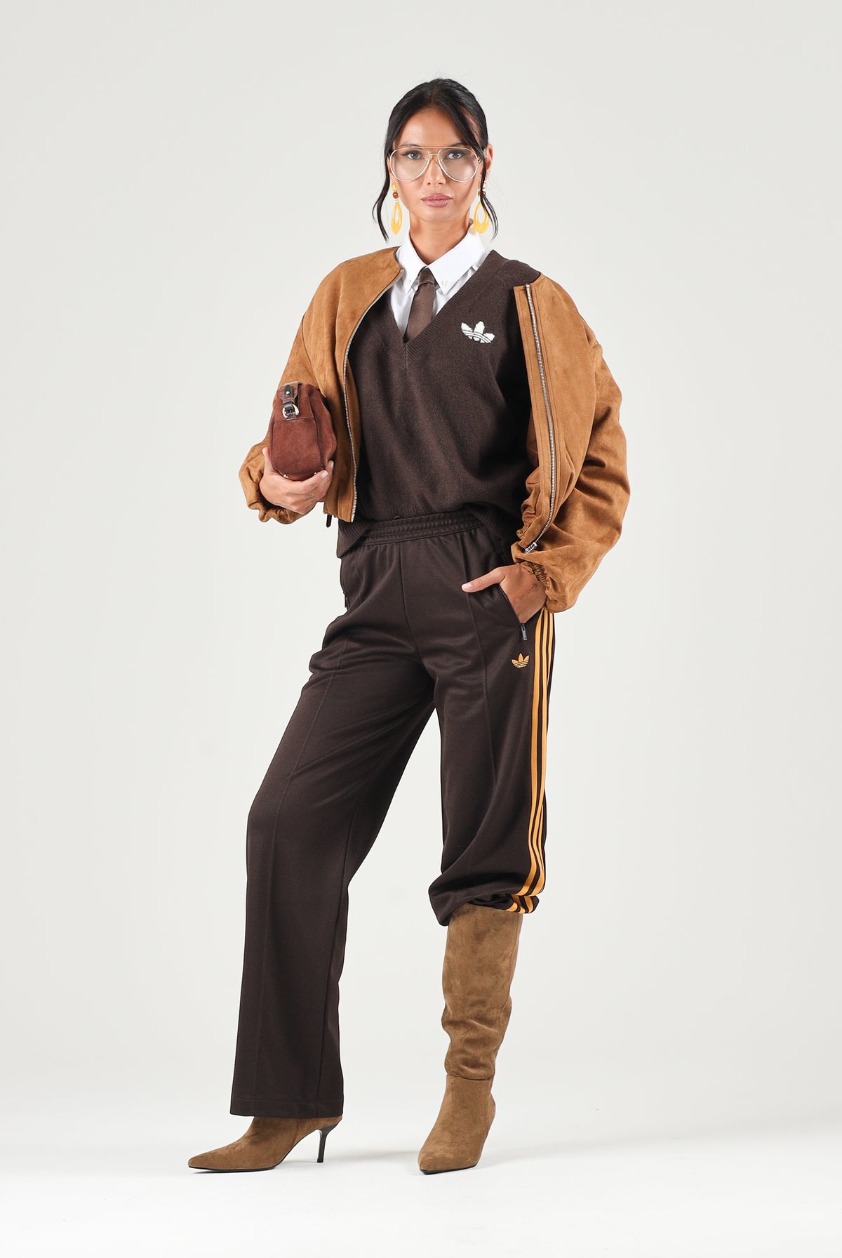 ADIDAS ORIGINALS Pantaloni FIREBIRD Auburn-marrone per uomo e donna con logo iconico laterale KS4741 . ADIDAS ORIGINALS