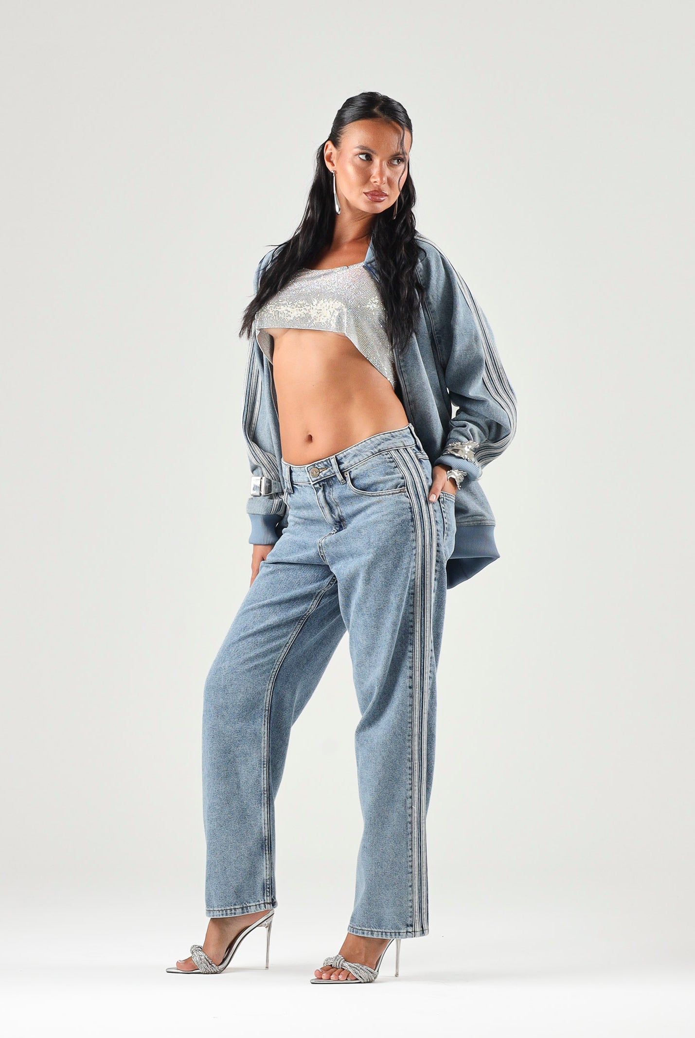 ADIDAS ORIGINALS Jeans FIREBIRD ADICOLOR DENIM worn blue-celeste chiaro da uomo con iconche 3-stripes KS4966 . ADIDAS ORIGINALS