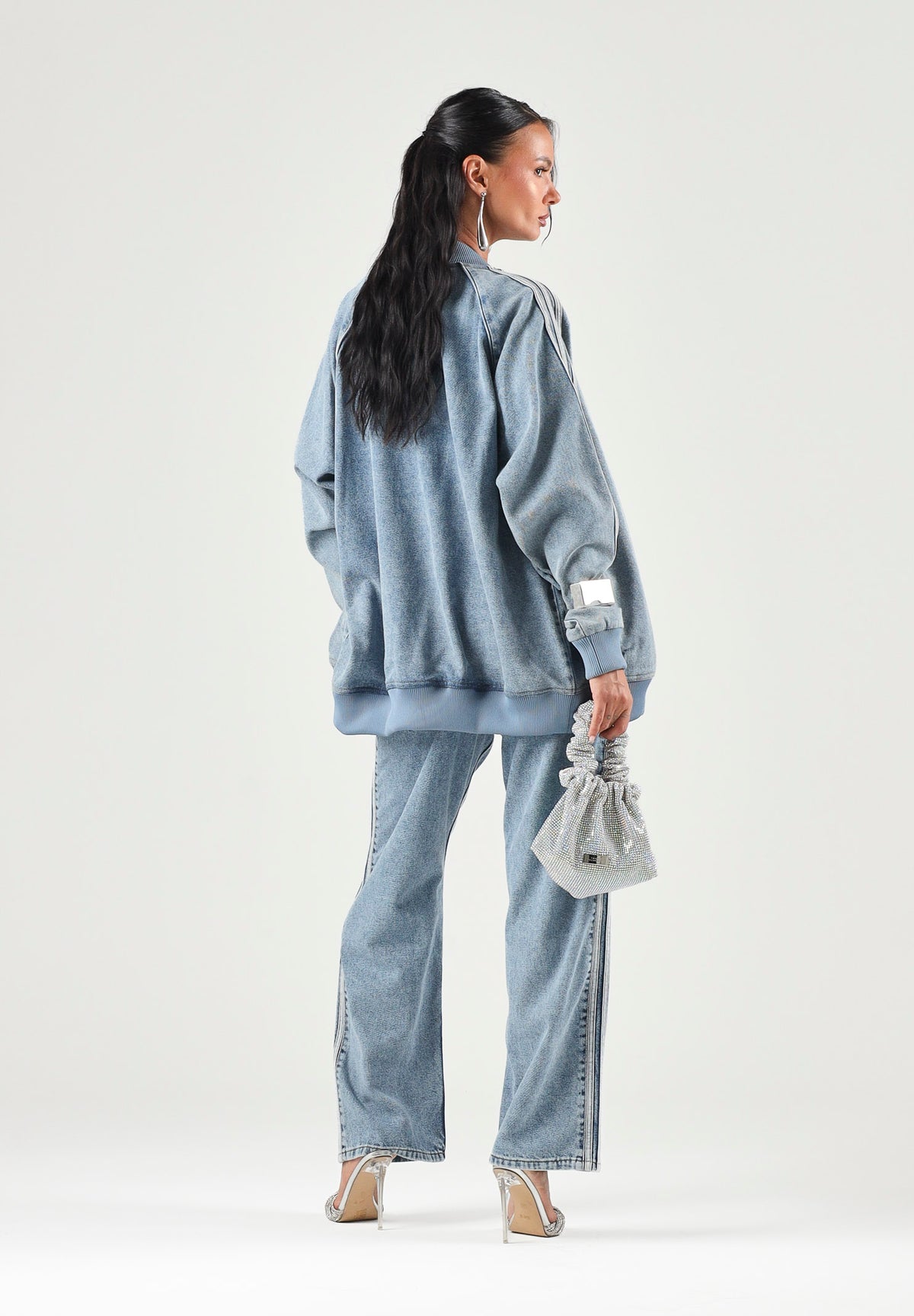 ADIDAS ORIGINALS Jeans FIREBIRD ADICOLOR DENIM worn blue-celeste chiaro per uomo e donna con iconche 3-stripes KS4966 . ADIDAS ORIGINALS