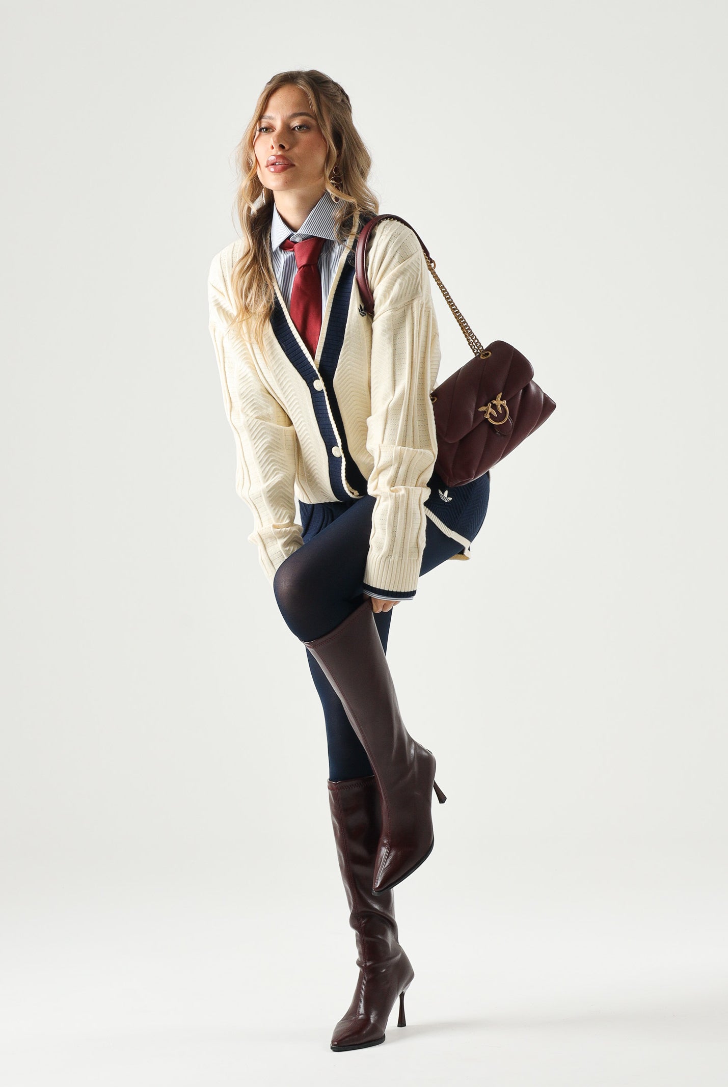 ADIDAS ORIGINALS Cardigan CABLE KNIT , warm vanila, giallo-crema, da donna <BR/> KS4968 . ADIDAS ORIGINALS