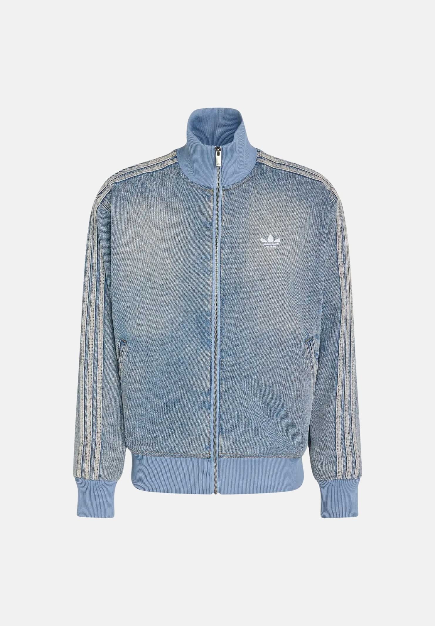 ADIDAS ORIGINALS Giubbotto FIREBIRD ADICOLOR denim-azzurro da uomo con effetto slavato e 3-Stripes sulle maniche. KS4970 . ADIDAS ORIGINALS