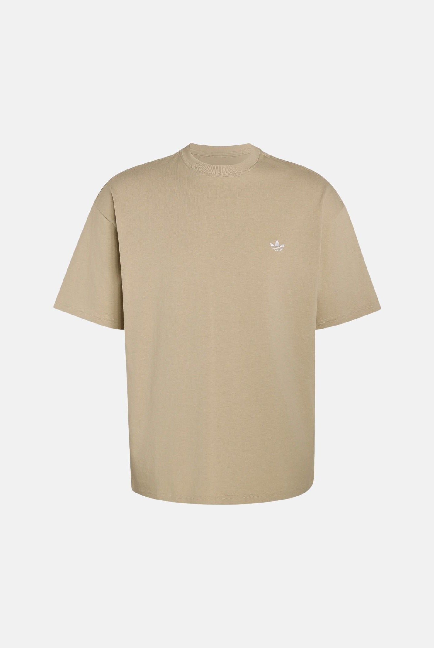 ADIDAS ORIGINALS T-shirt TREFOIL ESSENTIALS LOOSE Khaki Three beige da uomo con logo iconico laterale KS7393 . ADIDAS ORIGINALS