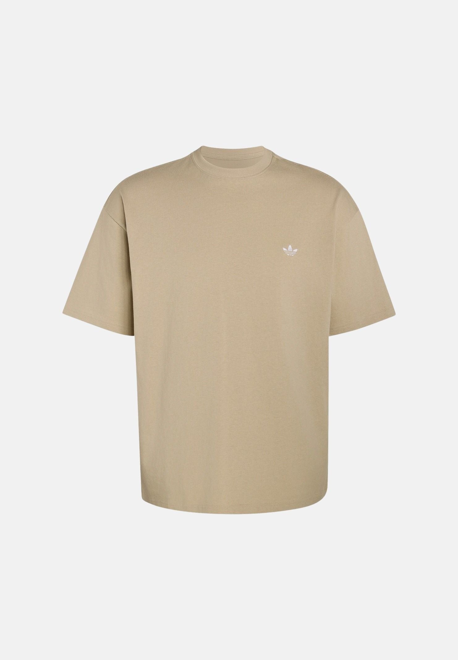 ADIDAS ORIGINALS T-shirt TREFOIL ESSENTIALS LOOSE Khaki Three beige da uomo con logo iconico laterale KS7393 . ADIDAS ORIGINALS