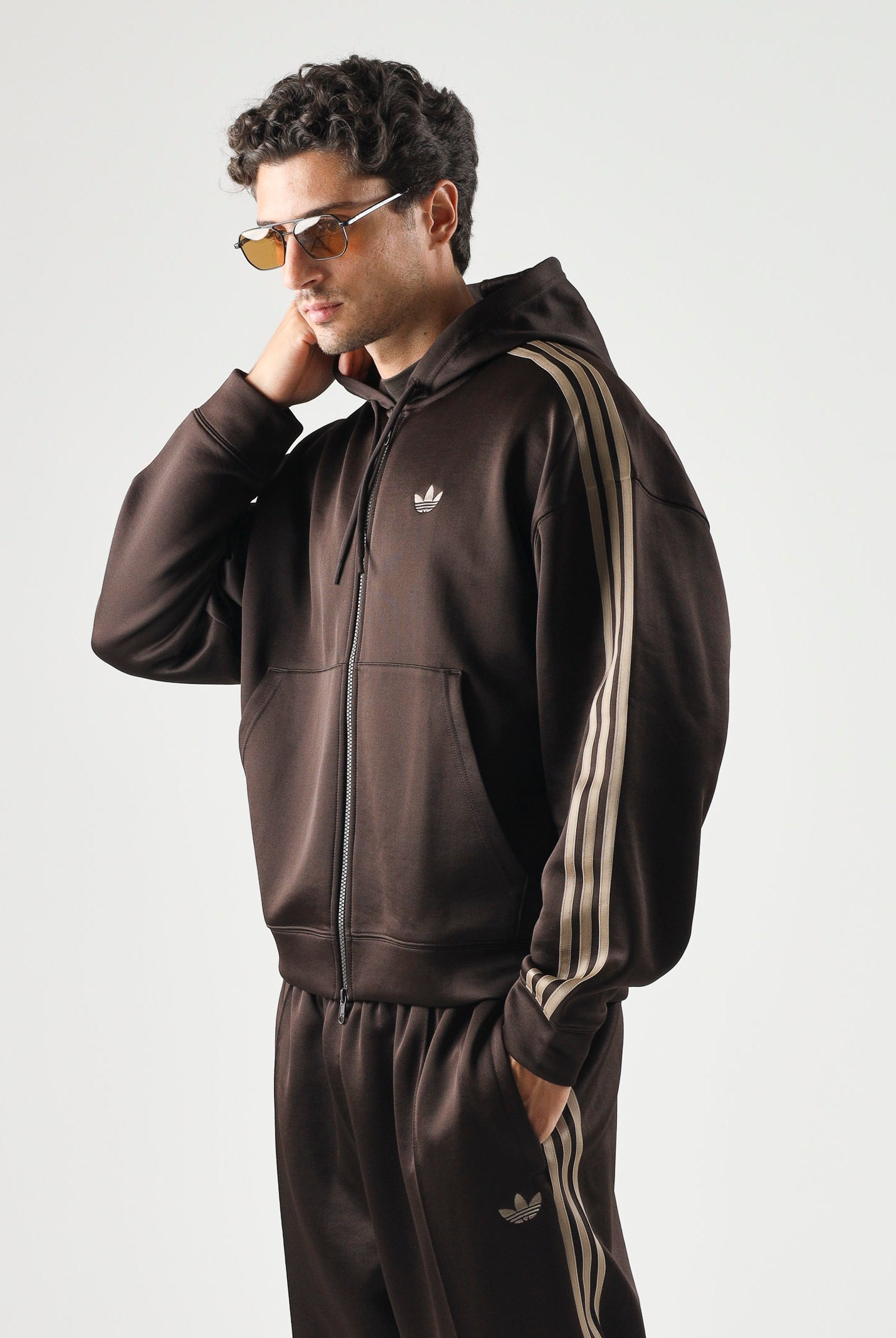 ADIDAS ORIGINALS Felpa ADICOLOR SPACER OVERSIZED Aurora Coffee marrone da uomo con cappuccio KS7426 . ADIDAS ORIGINALS