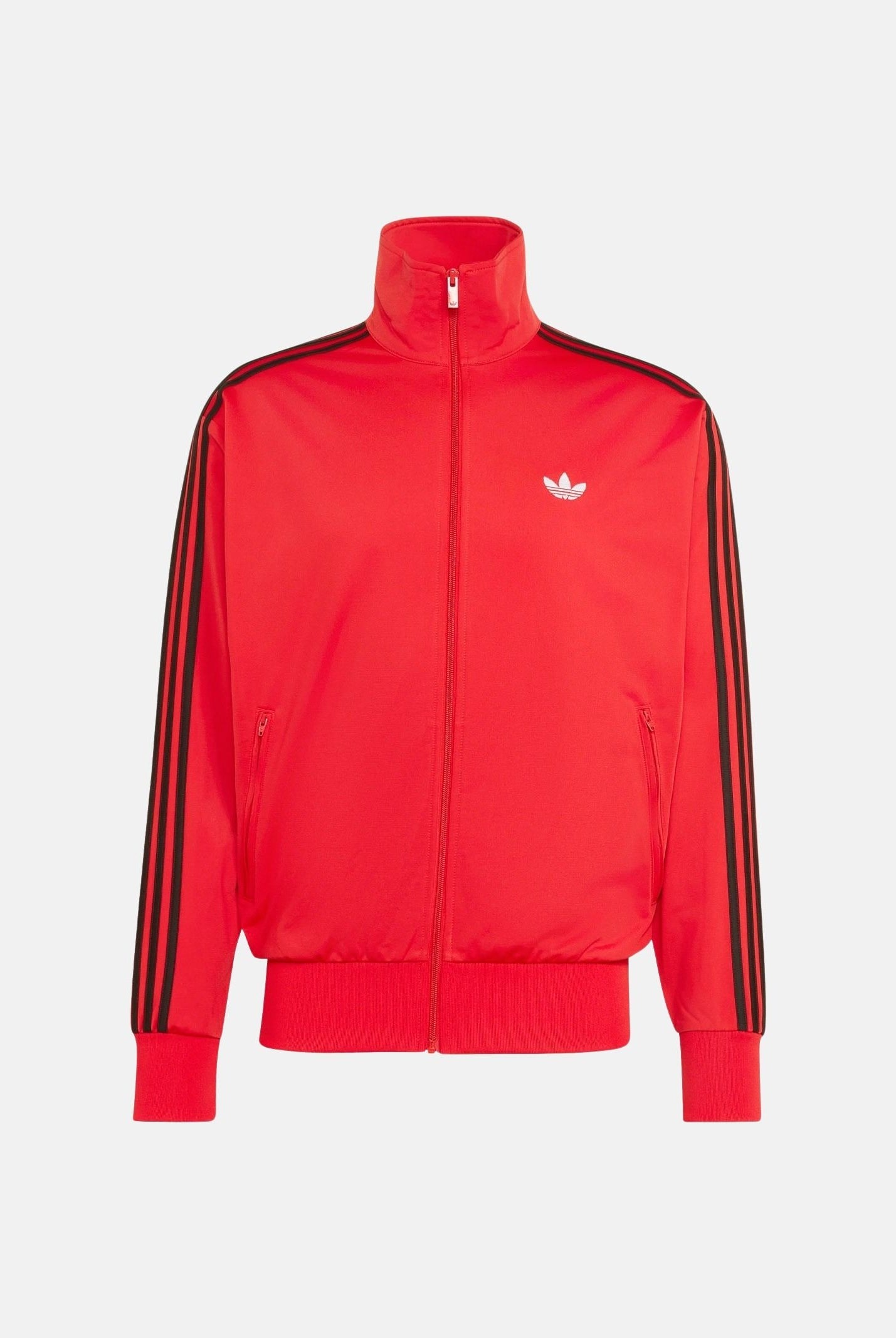 ADIDAS ORIGINALS Felpa FIREBIRD con zip, vivid red- rosso vivo, da uomo con strisce nere a contrasto<BR/> KS7461 . ADIDAS ORIGINALS