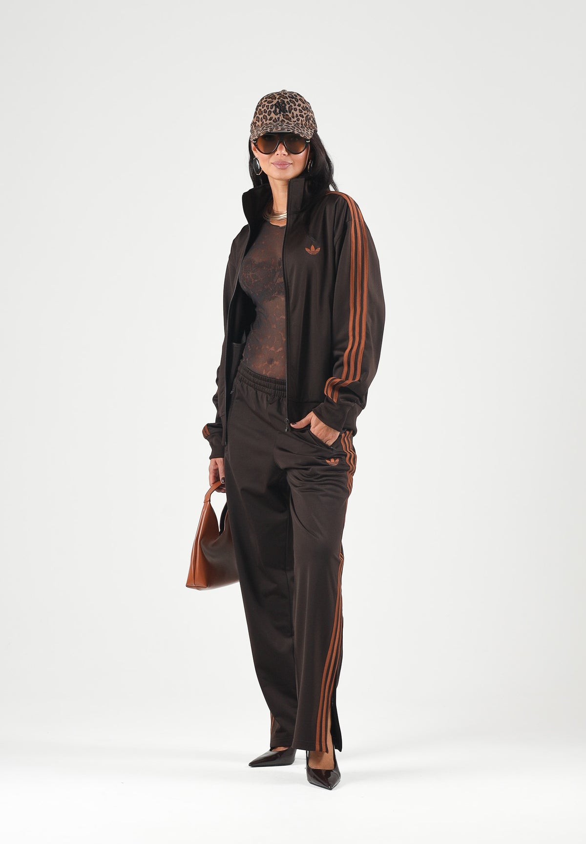 ADIDAS ORIGINALS Felpa con zip FIREBIRD TRACK JACKET Aurora Coffee marrone scuro per uomo e donna effetto acetato KS7464 . ADIDAS ORIGINALS
