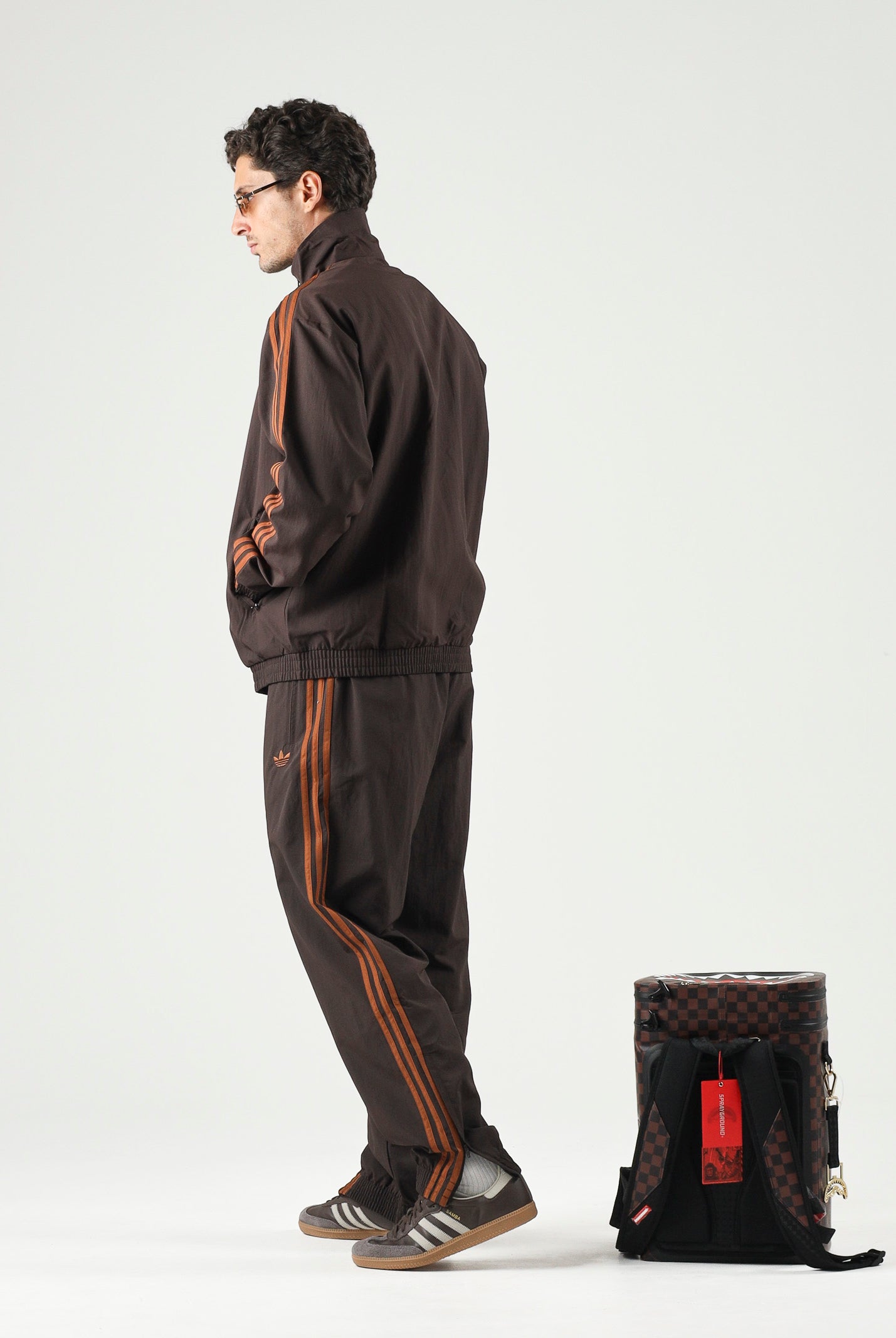 ADIDAS ORIGINALS Giacca FIREBIRD WOVEN T Aurora Coffee-marrone da uomo con logo Trefoil ricamato. KS7492 . ADIDAS ORIGINALS