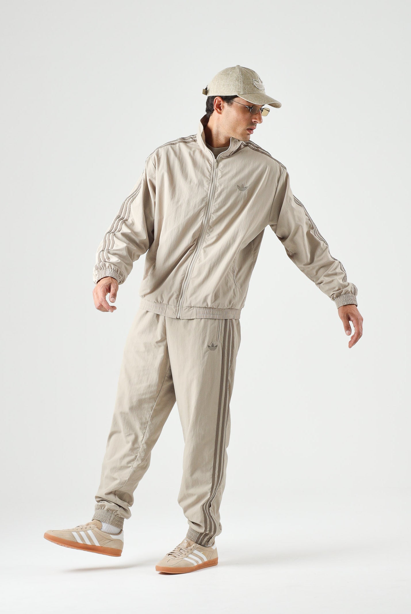 ADIDAS ORIGINALS Felpa FIREBIRD WOVEN con zip kaki beige da uomo<BR/> KS7494 . ADIDAS ORIGINALS