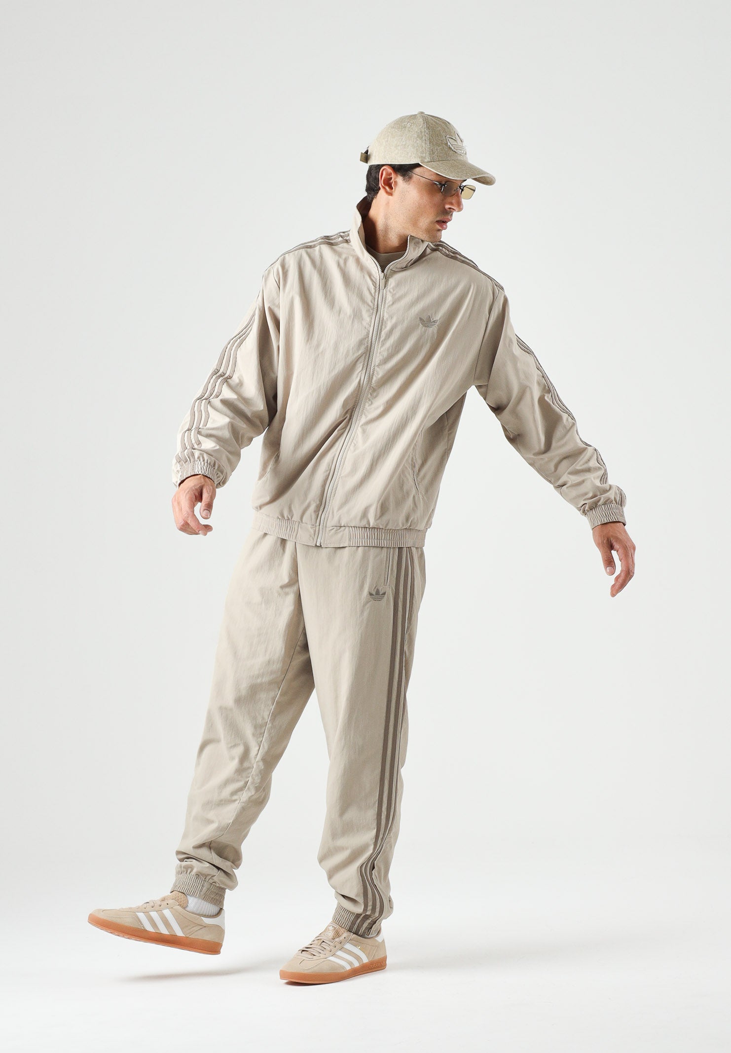 ADIDAS ORIGINALS Felpa FIREBIRD WOVEN con zip kaki beige da uomo<BR/> KS7494 . ADIDAS ORIGINALS