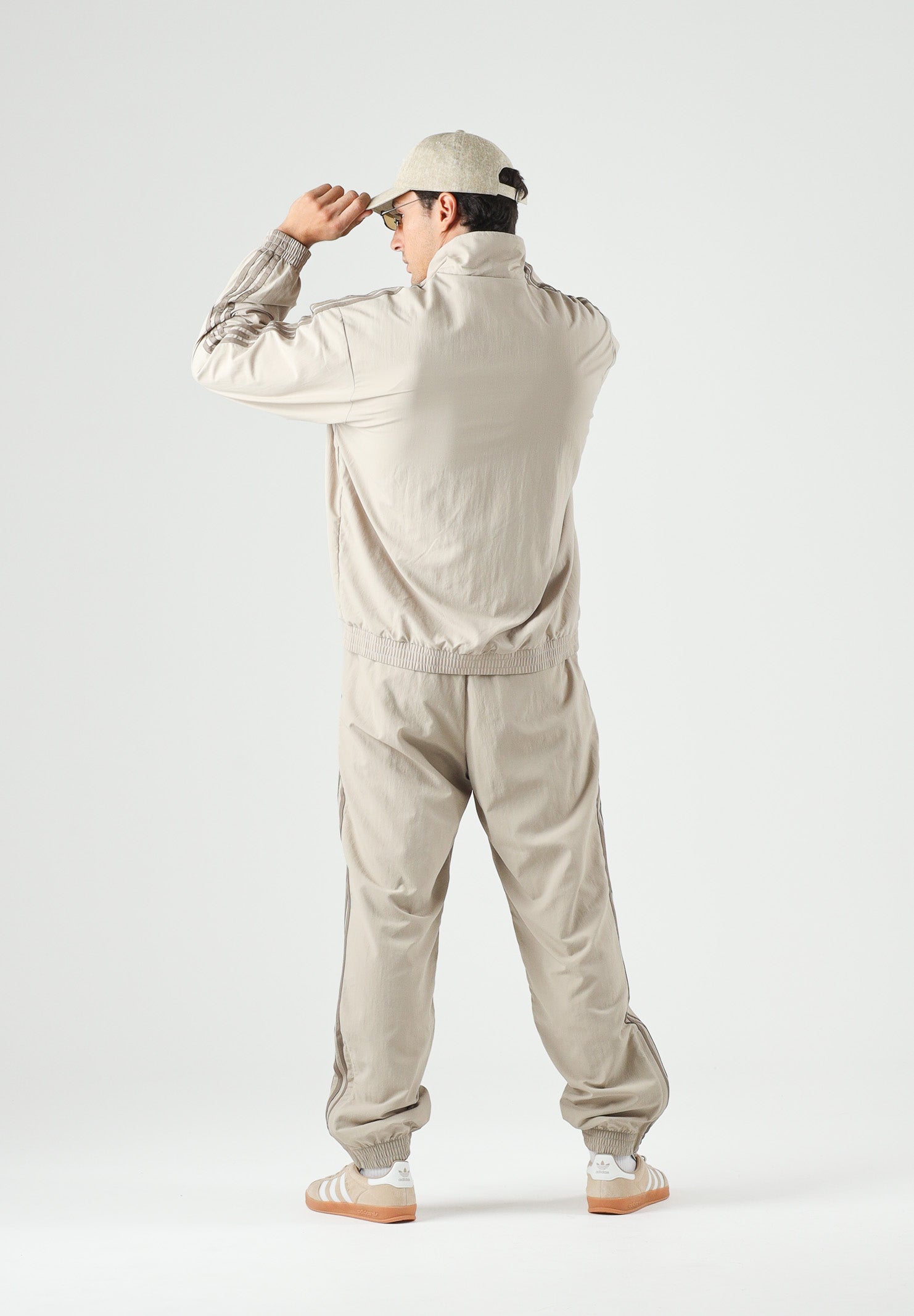 ADIDAS ORIGINALS Felpa FIREBIRD WOVEN con zip kaki beige da uomo<BR/> KS7494 . ADIDAS ORIGINALS