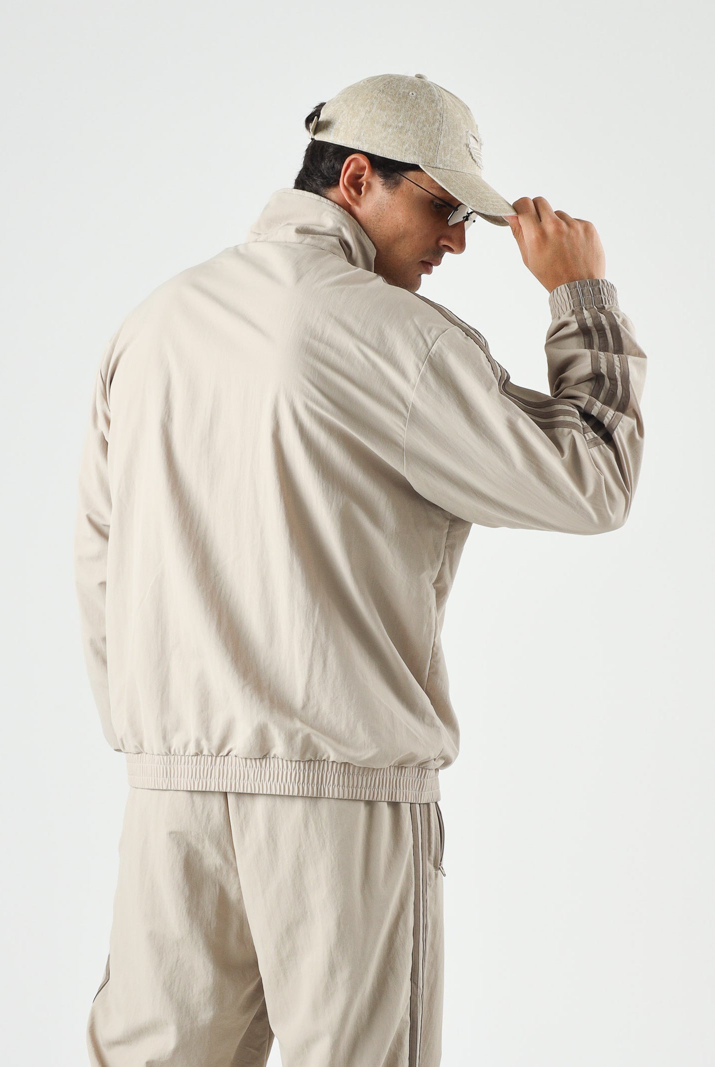 ADIDAS ORIGINALS Felpa FIREBIRD WOVEN con zip kaki beige da uomo<BR/> KS7494 . ADIDAS ORIGINALS