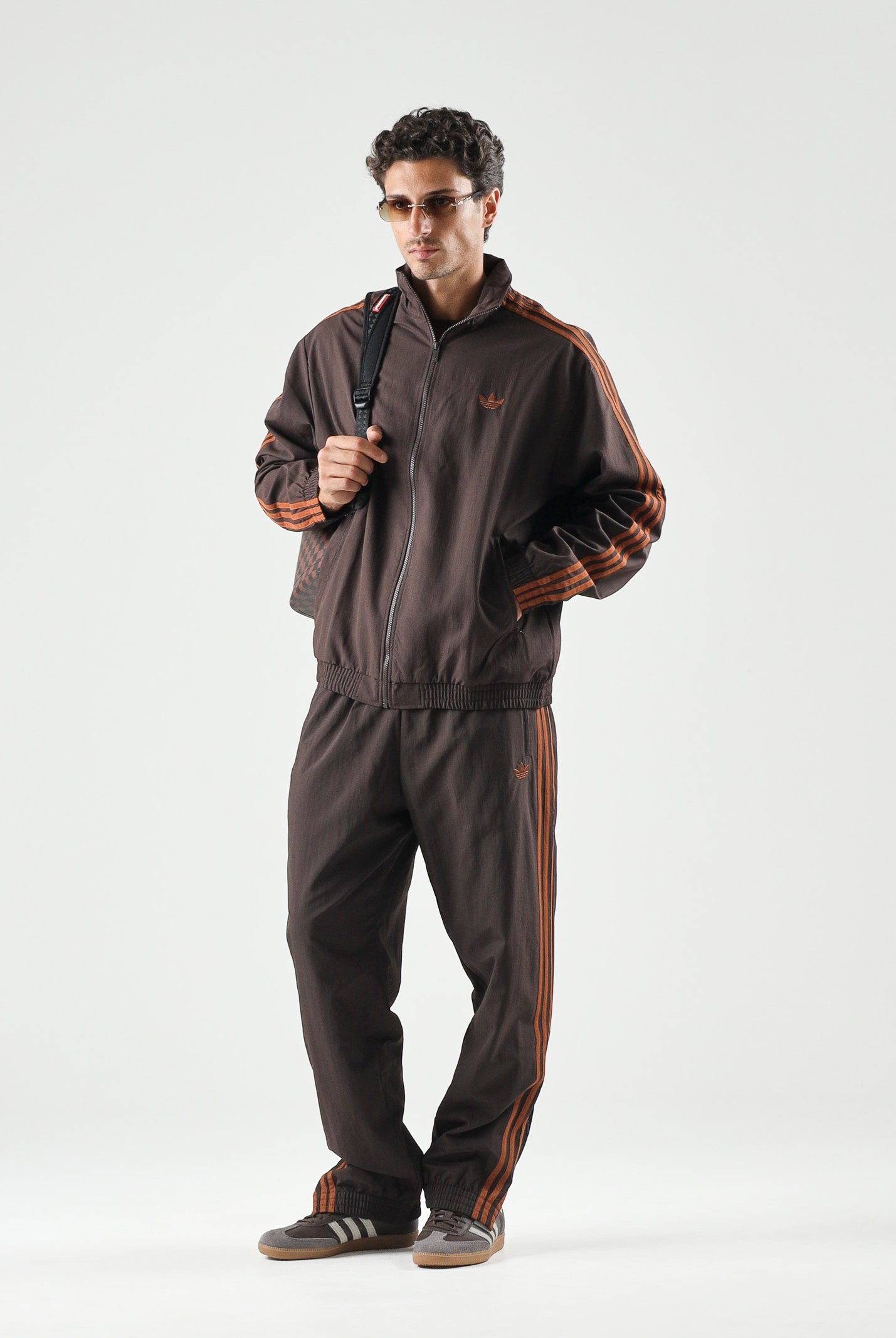 ADIDAS ORIGINALS Pantaloni FIREBIRD WOVEN Aurora Coffee-marrone da uomo con logo Trefoil ricamato. KS7499 . ADIDAS ORIGINALS