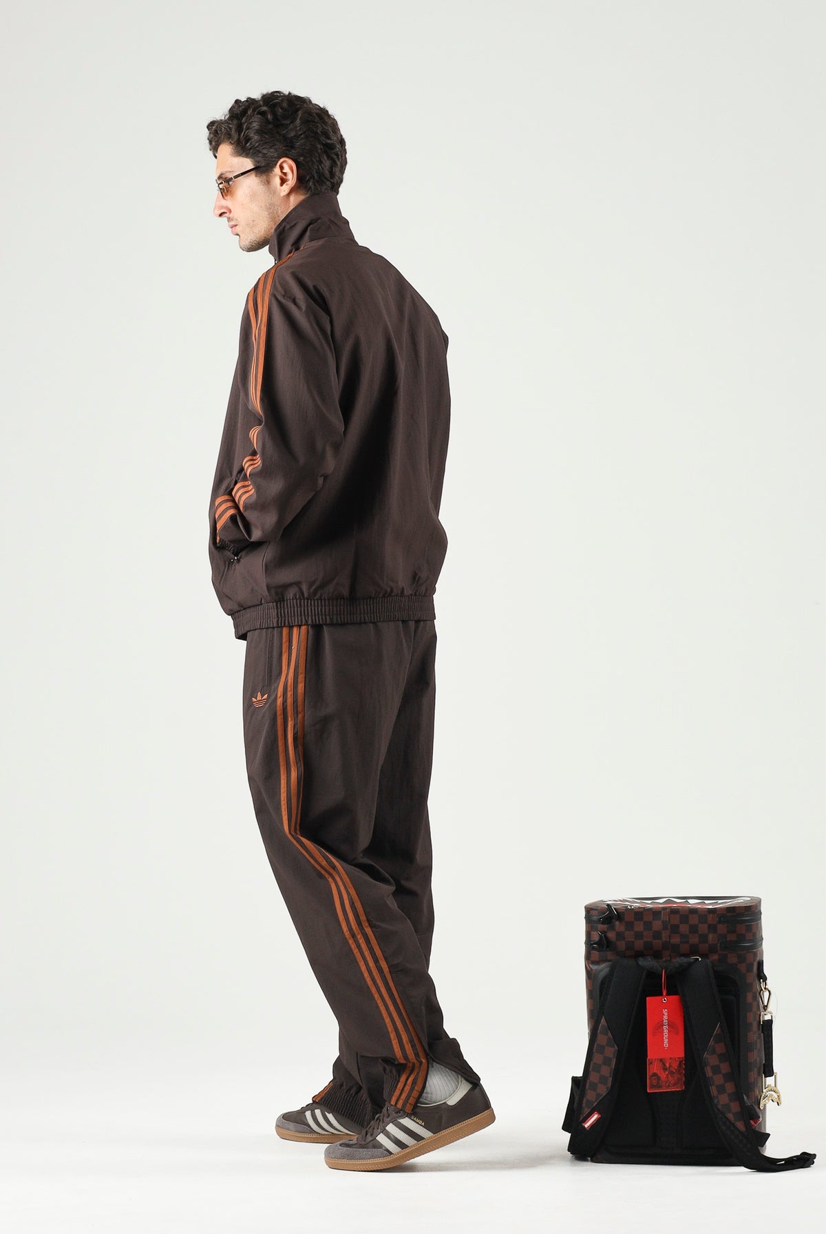 ADIDAS ORIGINALS Pantaloni sportivi FIREBIRD WOVEN Aurora Coffee-marrone da uomo con logo Trefoil ricamato. KS7499 . ADIDAS ORIGINALS