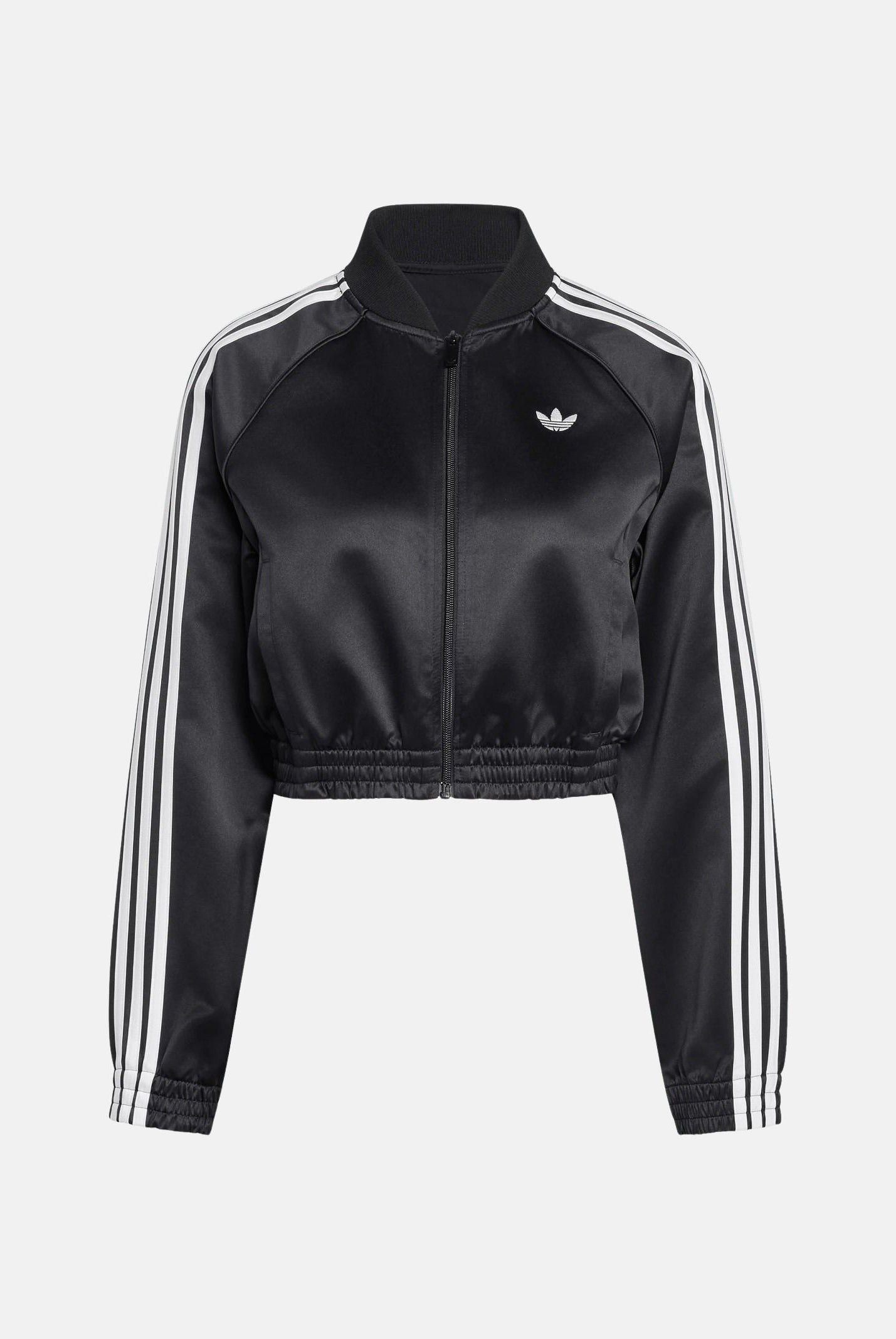 ADIDAS ORIGINALS Giacca SATIN SST in raso nera da donna con 3-Stripes bianche a contrasto. KS9371 . ADIDAS ORIGINALS