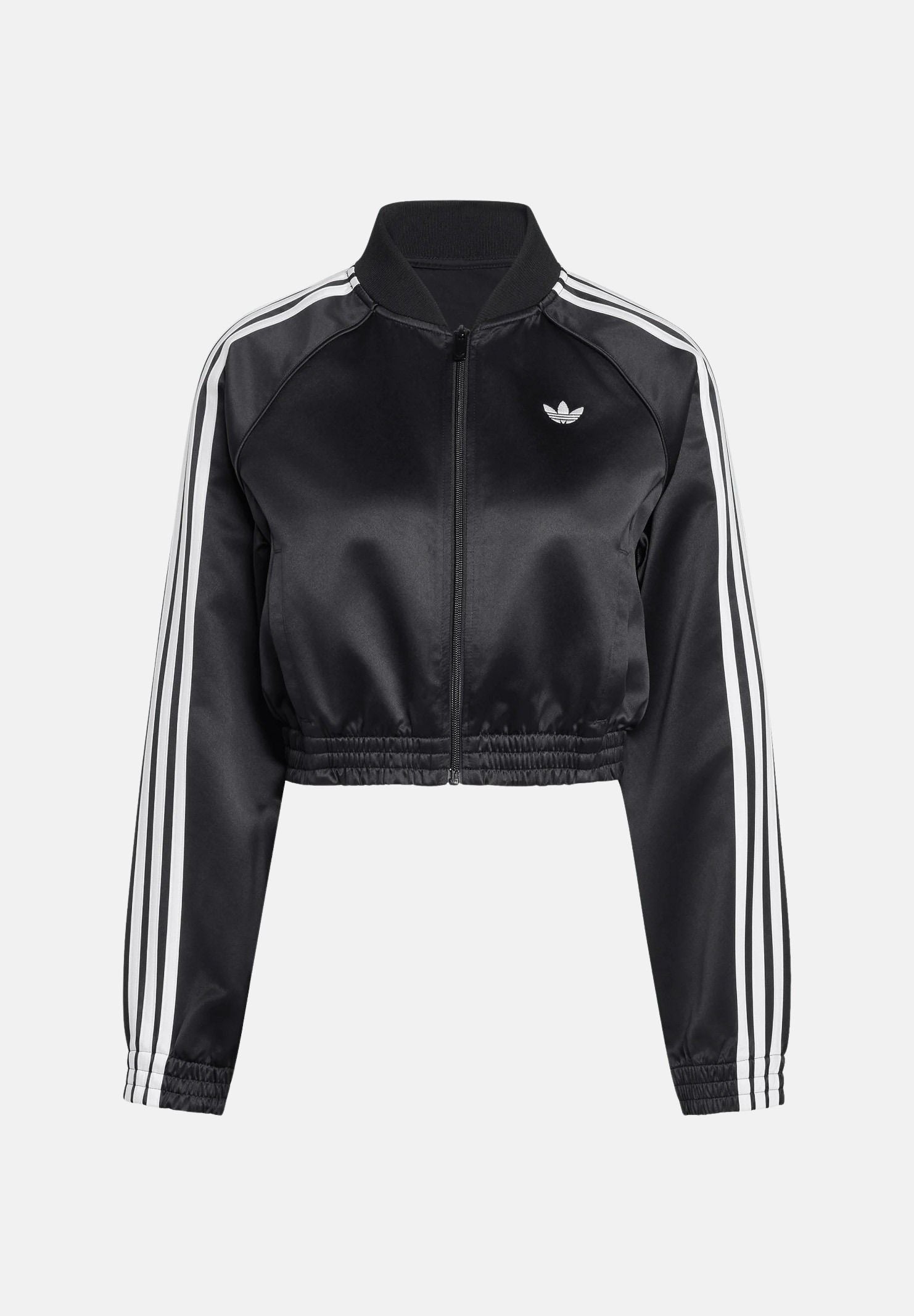 ADIDAS ORIGINALS Giacca SATIN SST in raso nera da donna con 3-Stripes bianche a contrasto. KS9371 . ADIDAS ORIGINALS