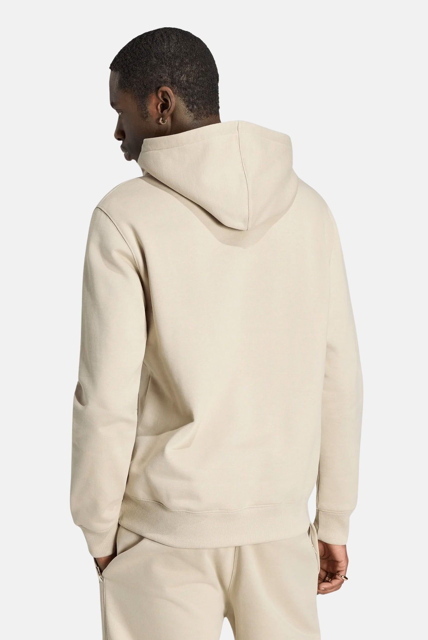 ADIDAS ORIGINALS Felpa TREFOIL ESSENTIALS HOODIE Khaki Three, beige da uomo con cappuccio KS9805 . ADIDAS ORIGINALS