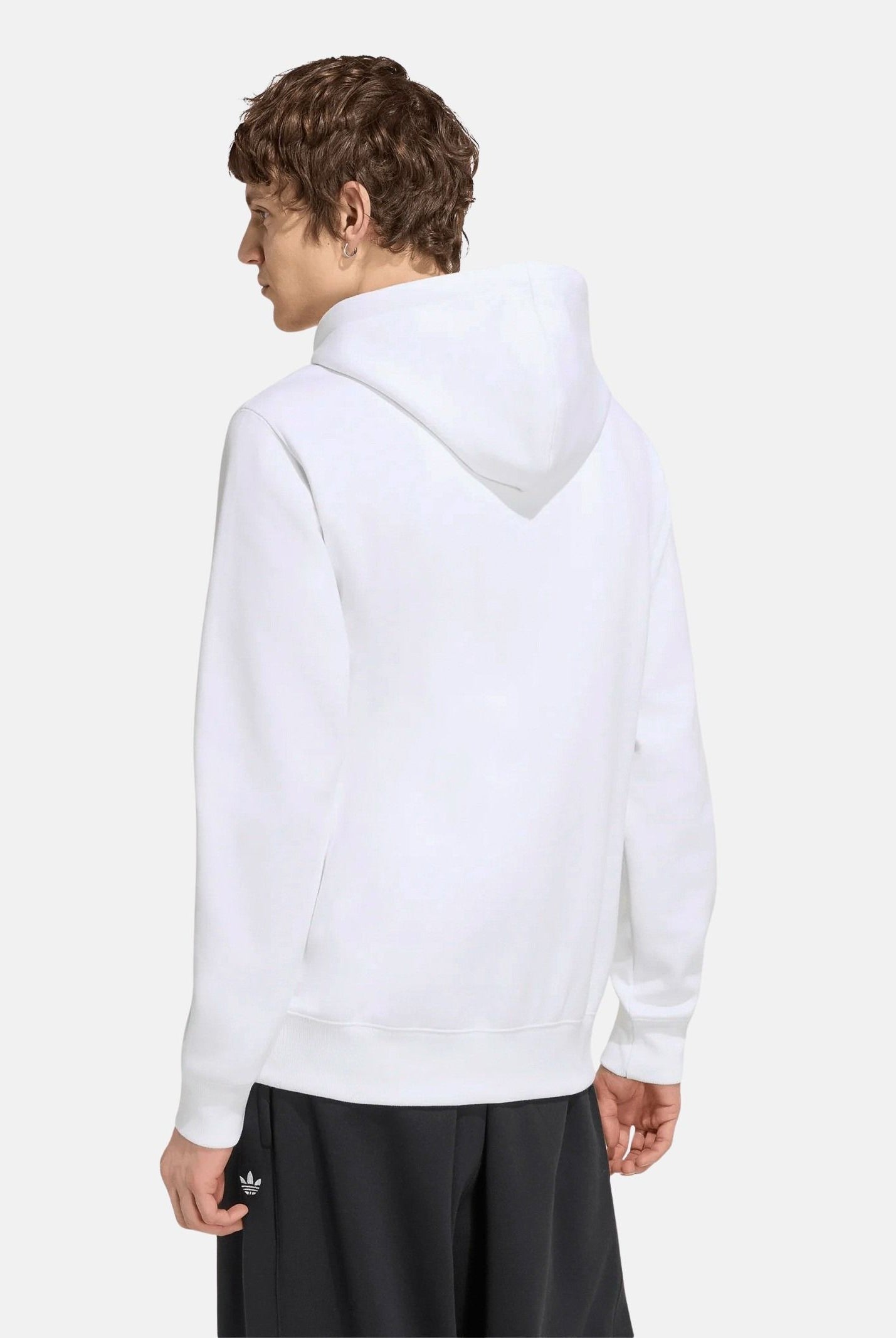 ADIDAS ORIGINALS Felpa TREFOIL ESSENTIALS HOODIE bianca da uomo con cappuccio KS9806 . ADIDAS ORIGINALS