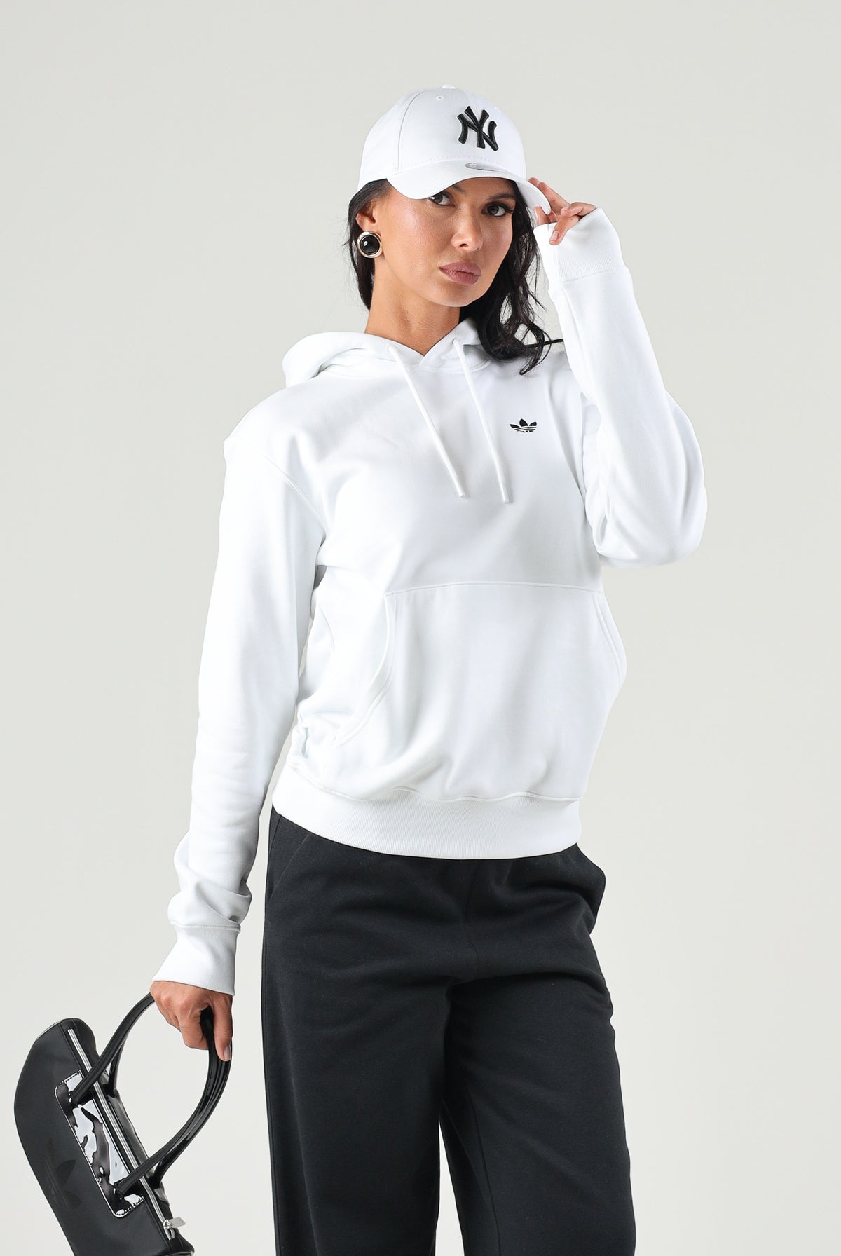ADIDAS ORIGINALS Felpa con cappuccio TREFOIL ESSENTIALS HOODIE bianca per uomo e donna KS9806 . ADIDAS ORIGINALS