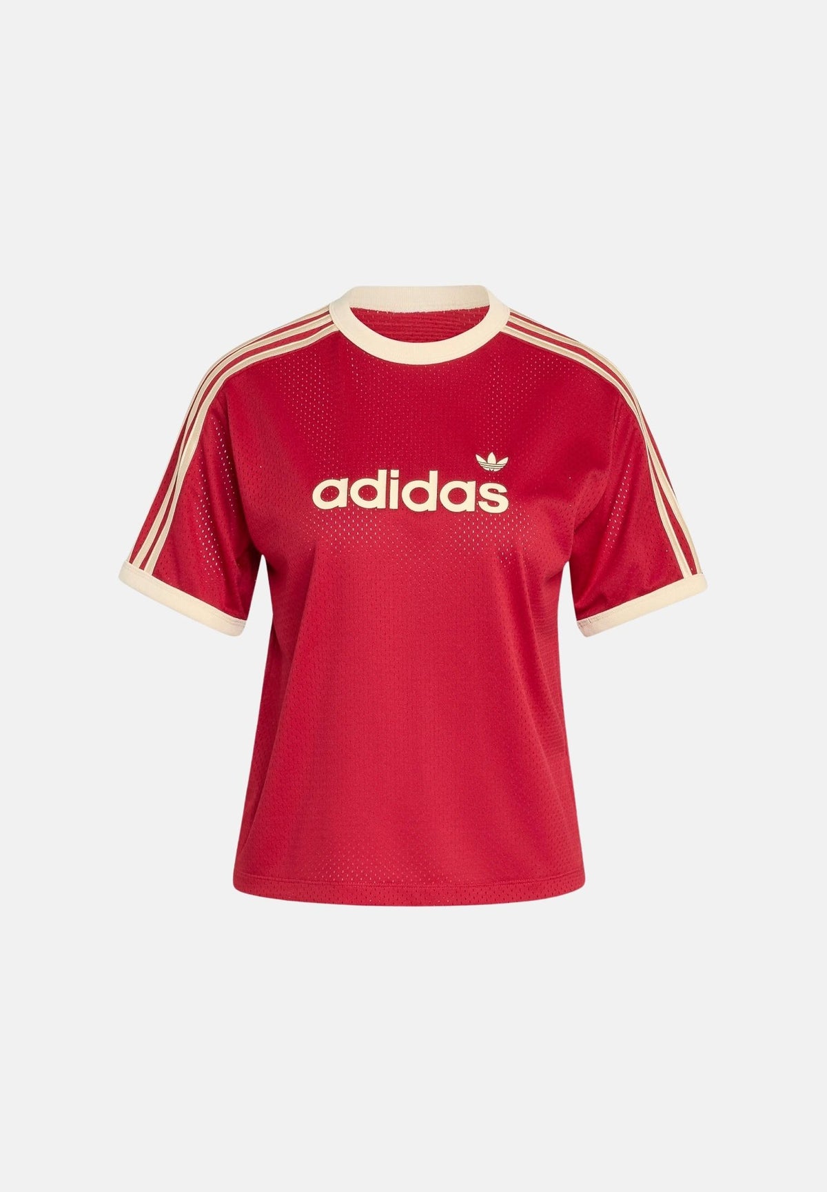 ADIDAS ORIGINALS T-shirt TMVIRE WARV rossa da donna con logo frontale stampato. KS9840 . ADIDAS ORIGINALS