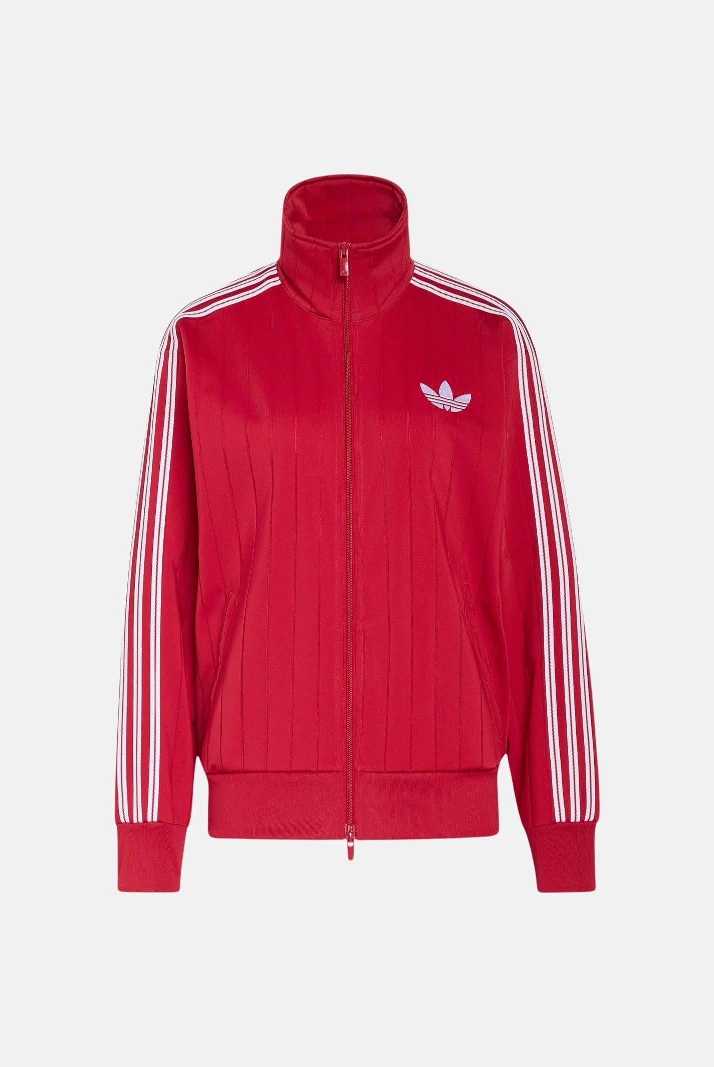 ADIDAS ORIGINALS Felpa PINSTRIPE con zip victory red, rossa e bianca, da donna KS9984 . ADIDAS ORIGINALS