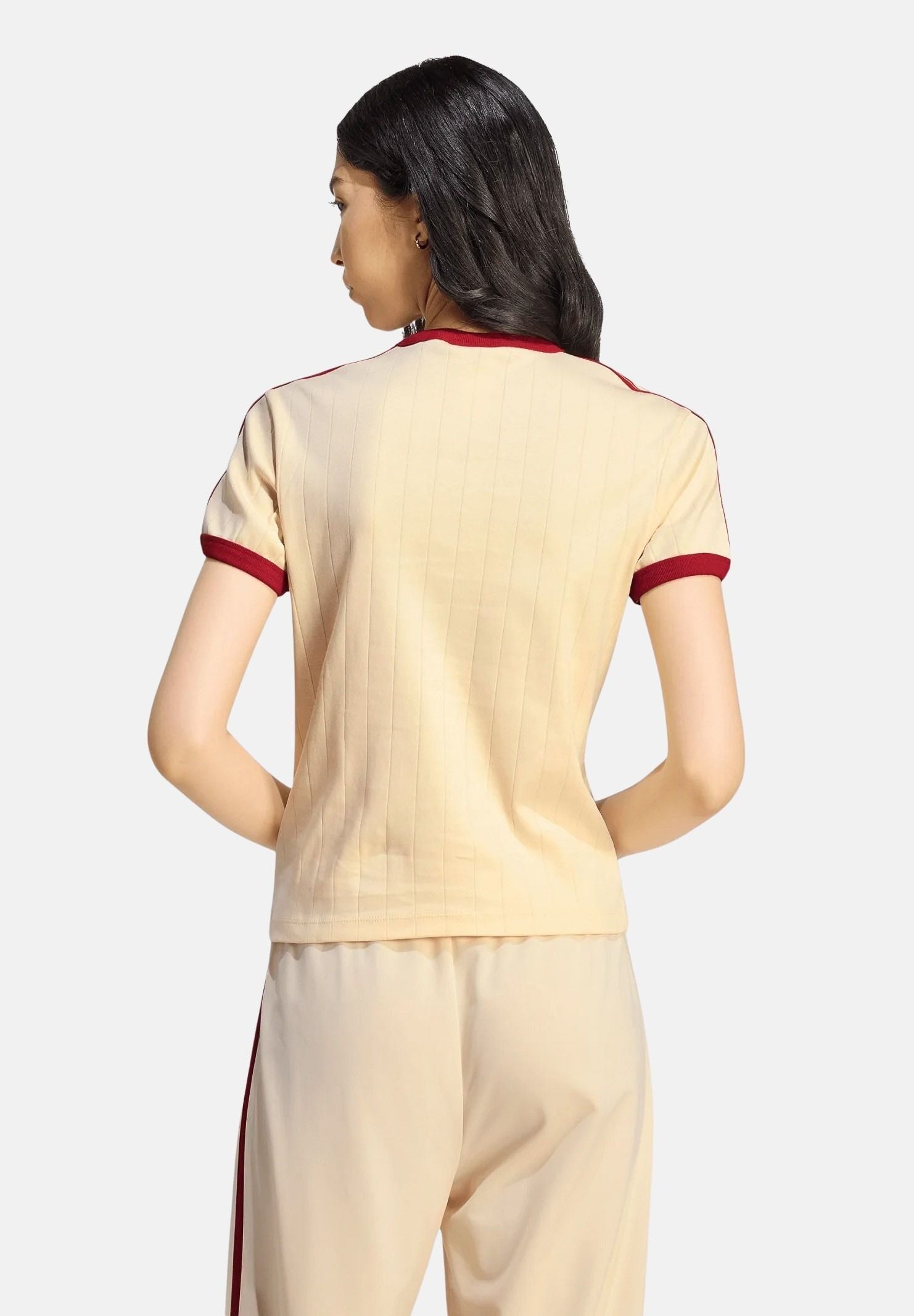 ADIDAS ORIGINALS T-shirt PINSTRIPES manica corta warm vanilla, avorio-crema con motivo gessato. KS9994 . ADIDAS ORIGINALS
