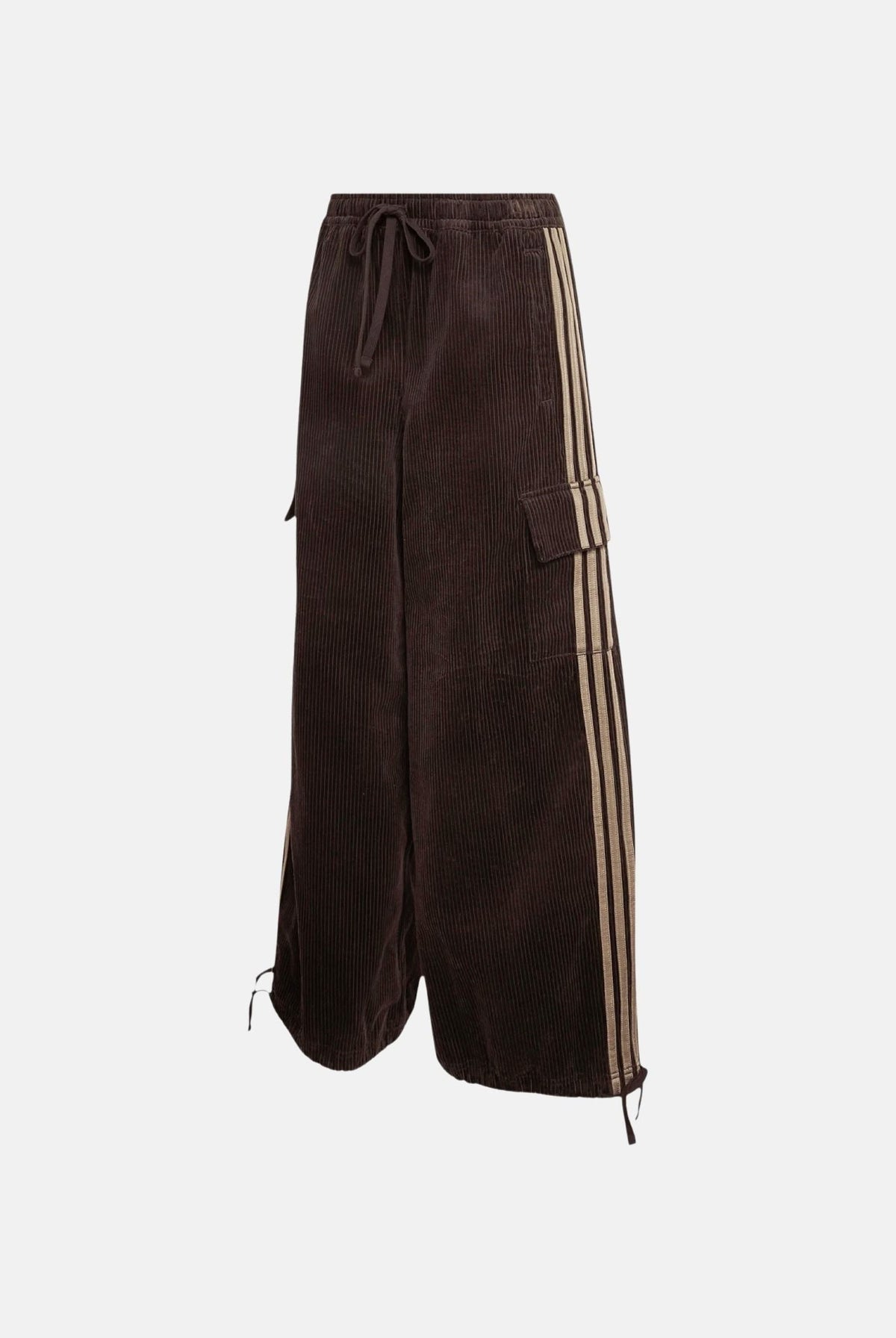 ADIDAS ORIGINALS Pantaloni CORDUROY CARGO PANTS marrone da donna con tasche cargo laterali e coulisse regolabile KT0064 . ADIDAS ORIGINALS