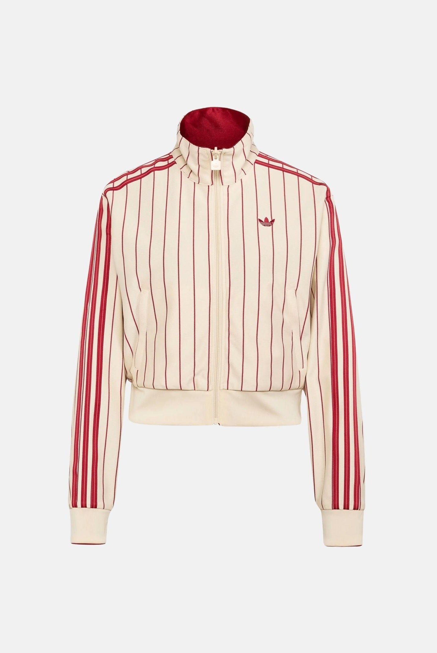 ADIDAS ORIGINALS Felpa con zip ADICOLOR PINSTRIPE vaniglia da donna con 3-stripes iconiche KT1850 . ADIDAS ORIGINALS