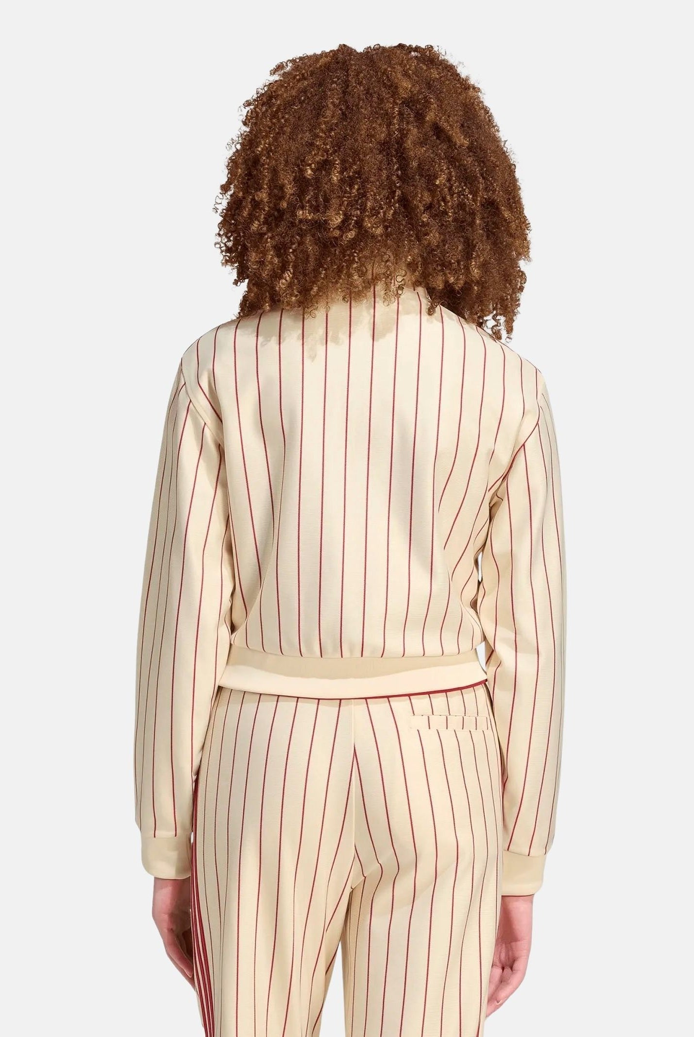 ADIDAS ORIGINALS Felpa con zip ADICOLOR PINSTRIPE vaniglia da donna con 3-stripes iconiche KT1850 . ADIDAS ORIGINALS