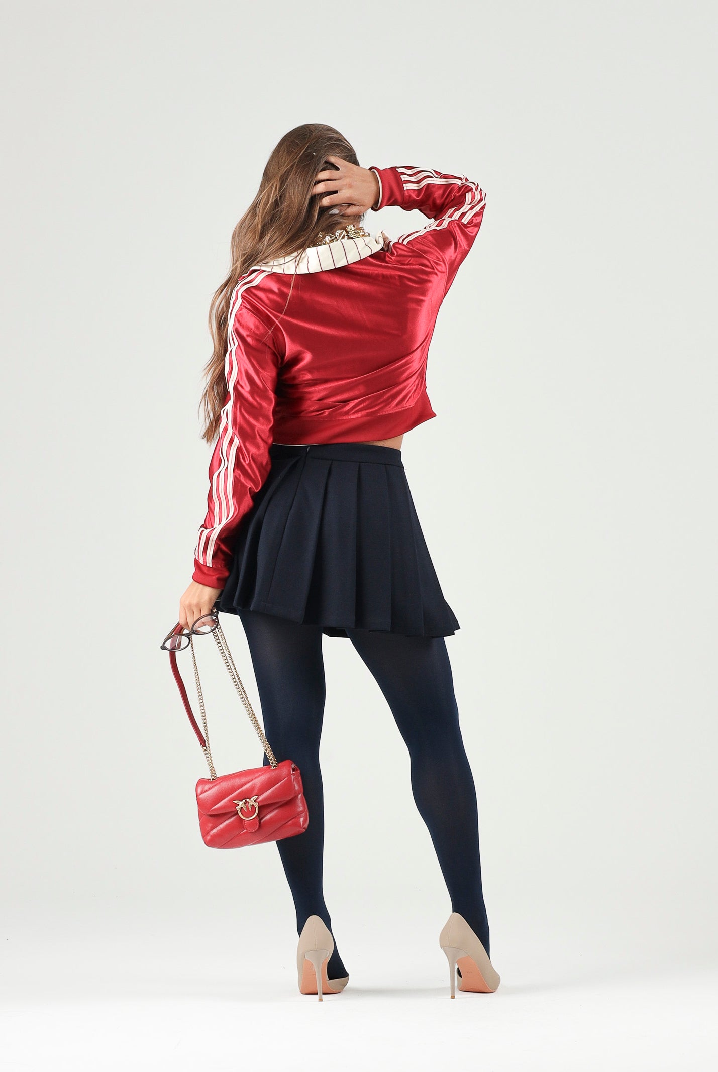 ADIDAS ORIGINALS Felpa con zip ADICOLOR PINSTRIPE vaniglia da donna con 3-stripes iconiche KT1850 . ADIDAS ORIGINALS